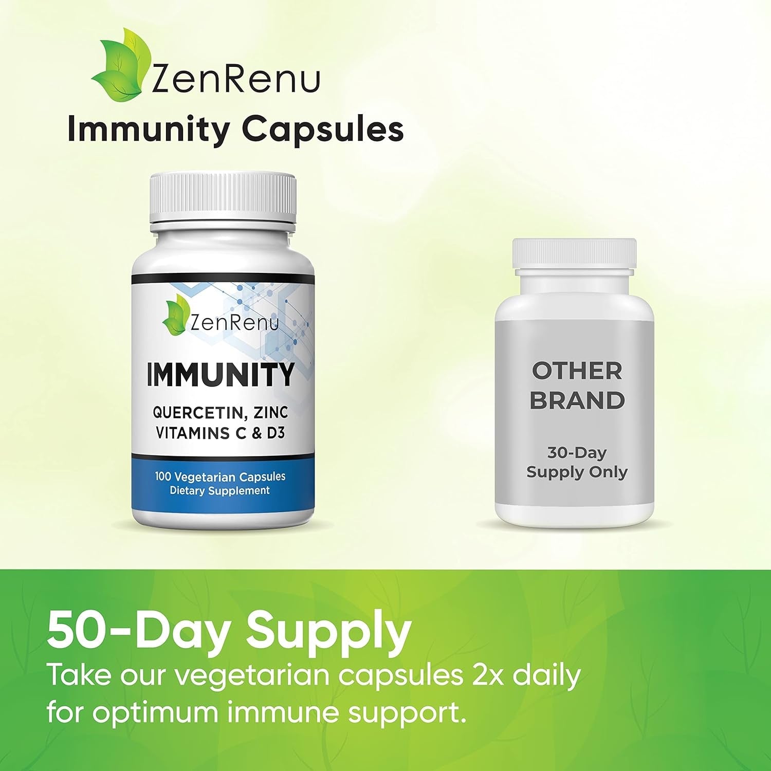 Immunity Quercetin 700 Mg Zinc Vitamin C Vitamin D Immune Support Supplement with Curcumin - Easy to Absorb Immunity Supplement, 100 Vegetarian Capsules 50 Day Supply