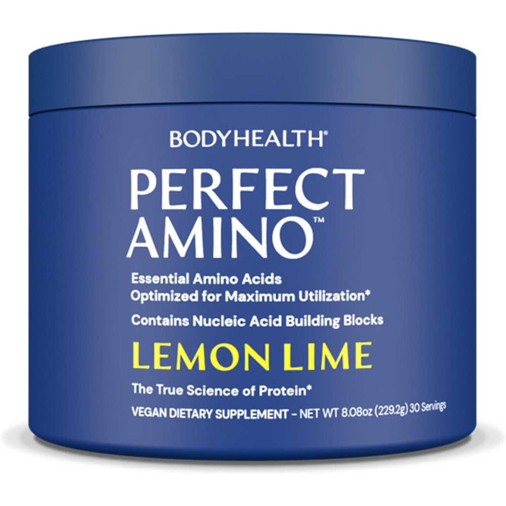 Bodyhealth Perfectamino Powder - BCAA and EAA Powder for Pre and Post Workout - Amino Acid Energy Drink for Men and Women to Support Lean Muscle and Recovery - Lemon Lime - 30 Servings