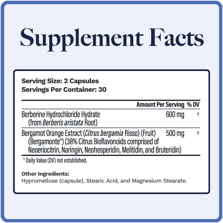 Utzy Naturals Berbercol | 500Mg Citrus Bergamot (As Bergamonte) & Berberine | Naturally Supports Heart Health and More | 60 Capsules
