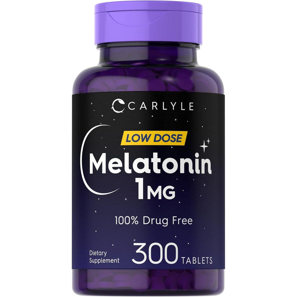 Carlyle Melatonin 1 Mg | 300 Low Dose Tablets | Drug Free Aid | Vegetarian, Non-Gmo, Gluten Free