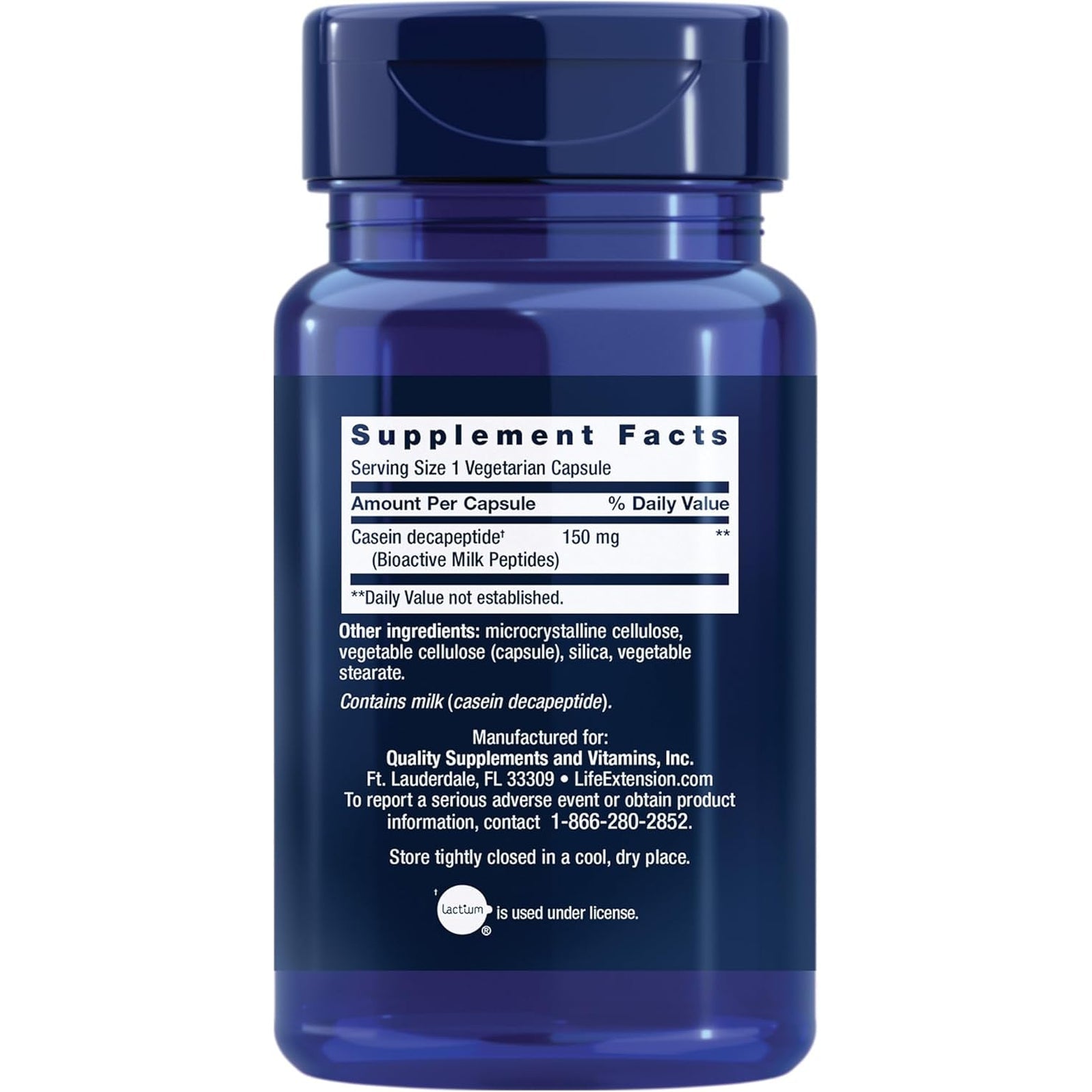 Life Extension Bioactive Milk Peptides, Healthy Mood Support, Sleep Supplement, Relaxation, Milk Peptides, Casein Decapeptide, Hormone-Free, Gluten-Free, Non-Gmo, Vegetarian, 30 Capsules