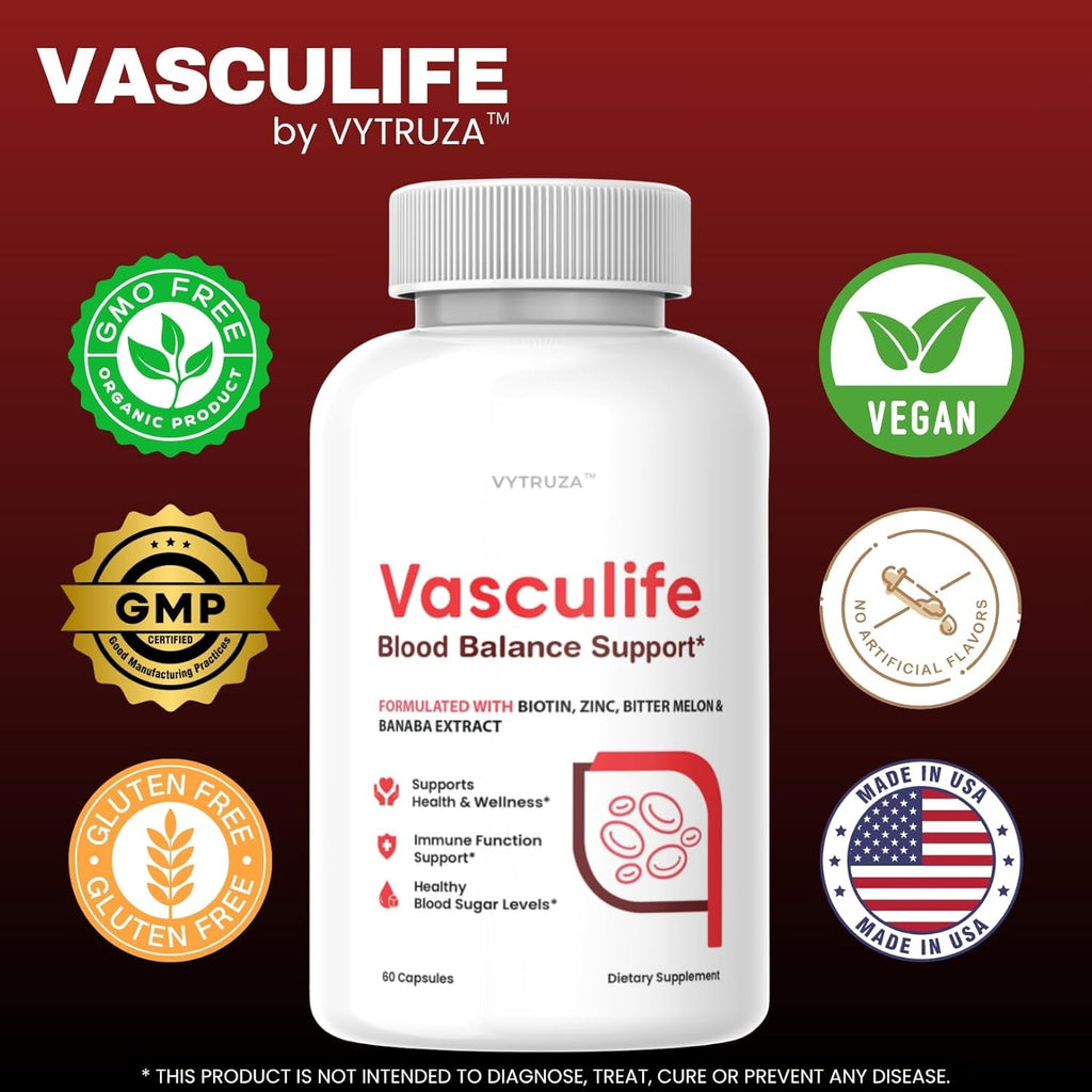 Vasculife Blood Balance Support* - Vasculife Capsules Advanced Formula Blood Health Support Supplement Supports Blood Flow and Blood Circulation*, 60 Capsules
