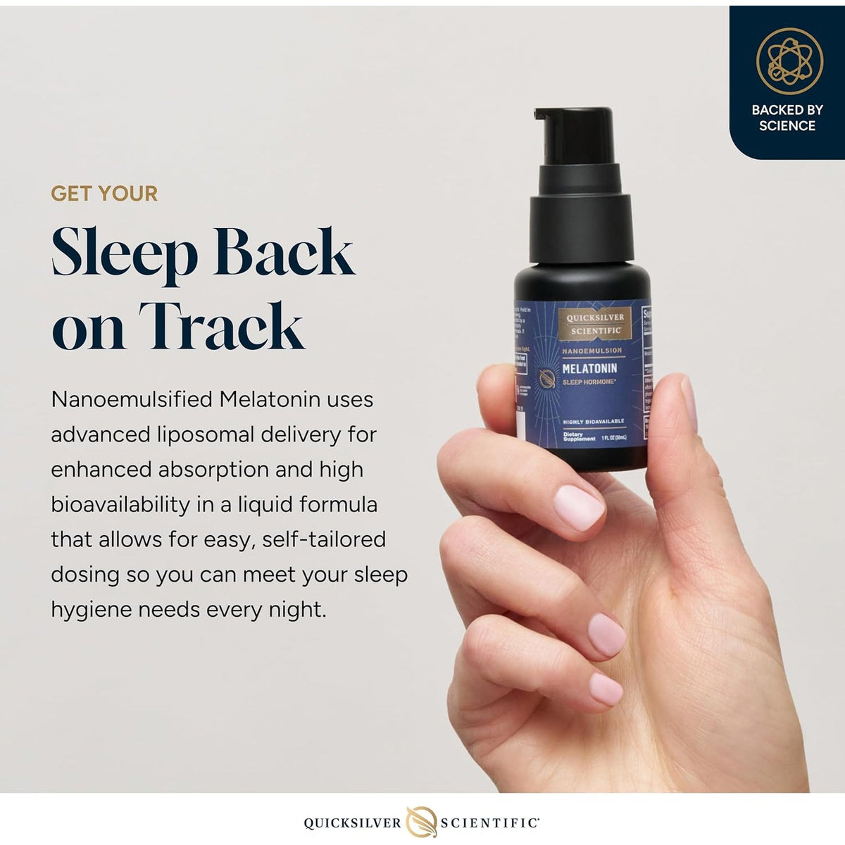 Quicksilver Scientific Liposomal Melatonin - Bedtime, Jet Lag & Immune Support Liquid for Adults - Efficient, Superior Absorption 1Mg to Minimize Morning Drowsiness (30 Ml)