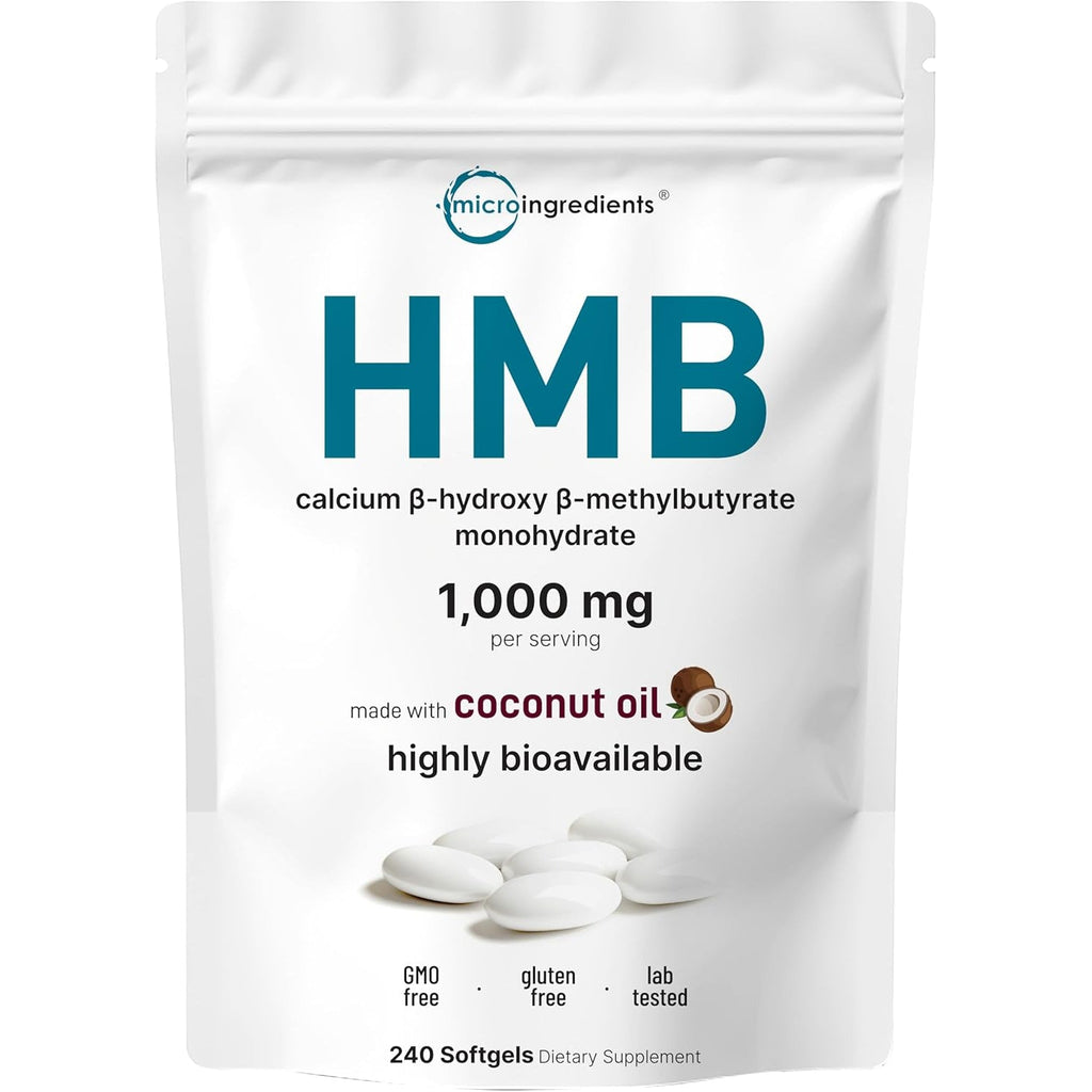 HMB 1,000Mg | 240 Softgels with Coconut Oil | Highly Bioavailable | HMB Supplements for Men & Women | Calcium Beta-Hydroxy Beta-Methylbutyrate | Supports Lean Muscle Mass & Muscle Recovery