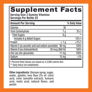 Zicam Daily Immune Support, Gummy Supplement, Zinc, Vitamin C and Vitamin D, Citrus Strawberry Flavor, 70 Count