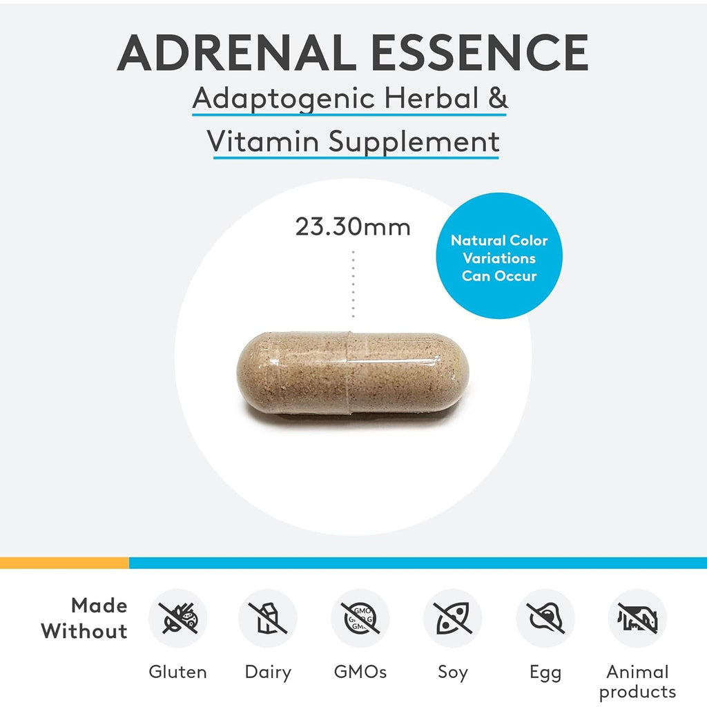 XYMOGEN Adrenal Essence - Adrenal Support Supplement for Healthy Energy Levels & Immune Function* - Non-Gmo, Gluten-Free, Dairy Free - 120 Capsules