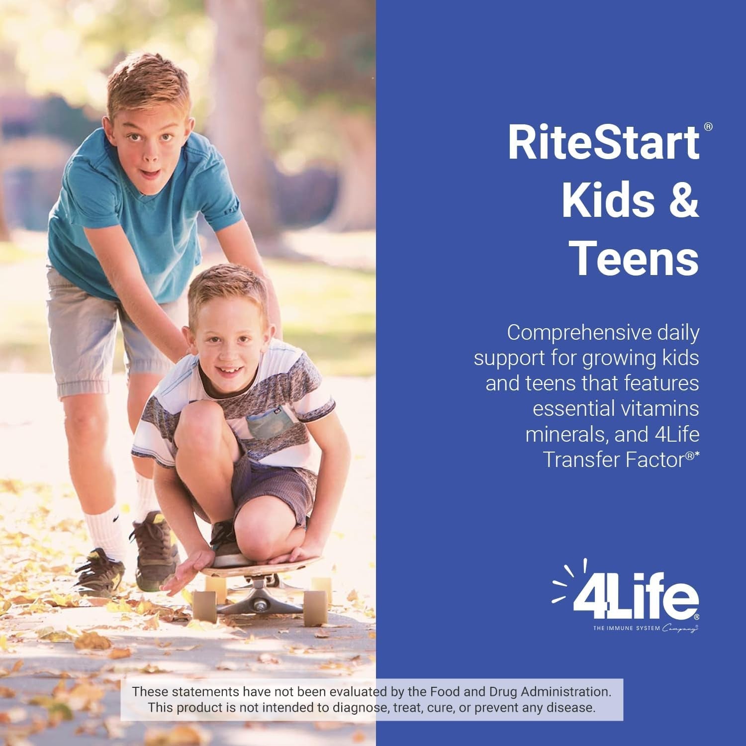 4Life Ritestart Kids and Teens- Apple, Orange Flavors, 22 Essential Vitamins, Minerals, Immune System and Brain Support Ages 2+ - 120 Chewable Tablets