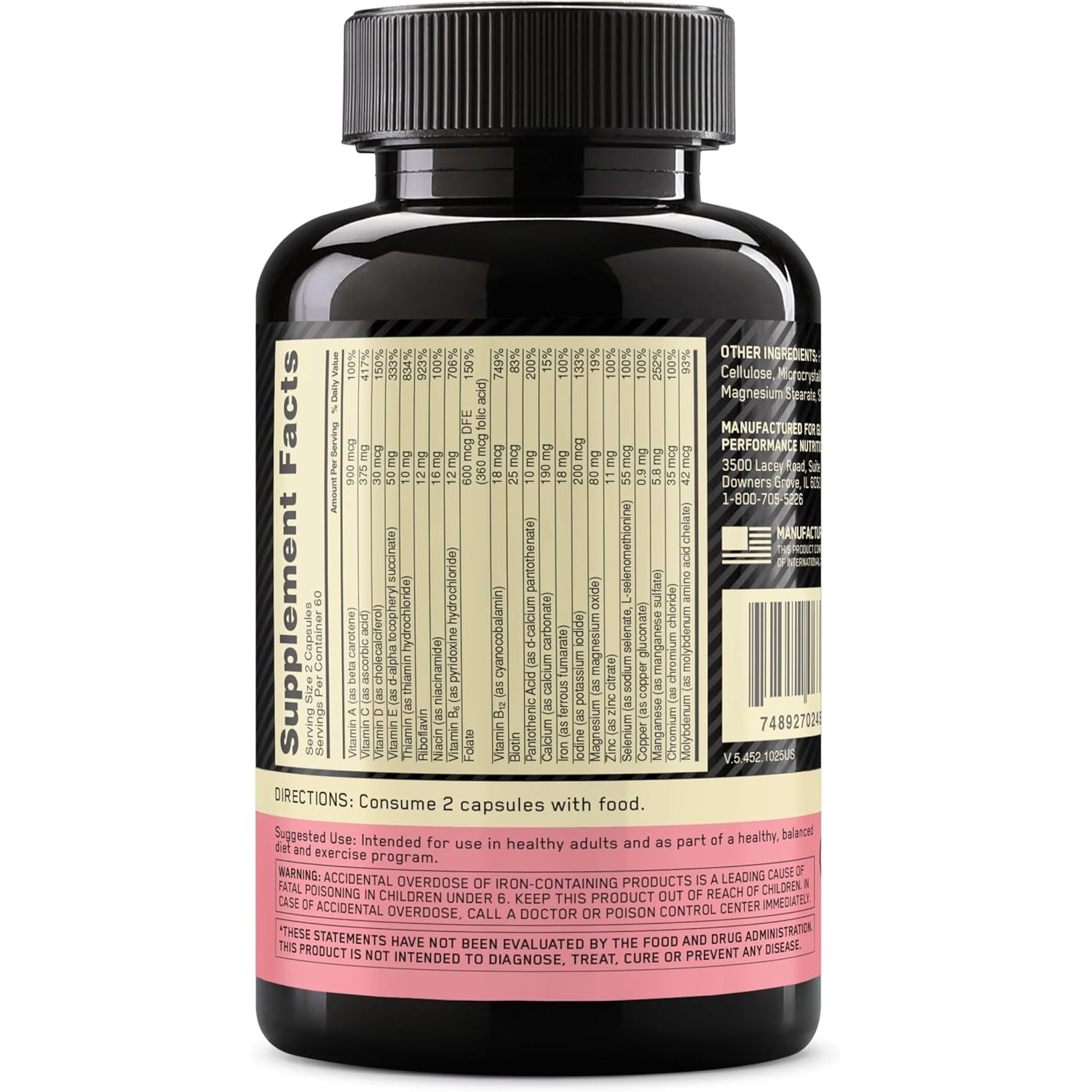 Optimum Nutrition Opti-Women, Vitamin C, Zinc and Vitamin D for Immune Support Womens Daily Multivitamin Supplement with Iron, Capsules, 120 Count