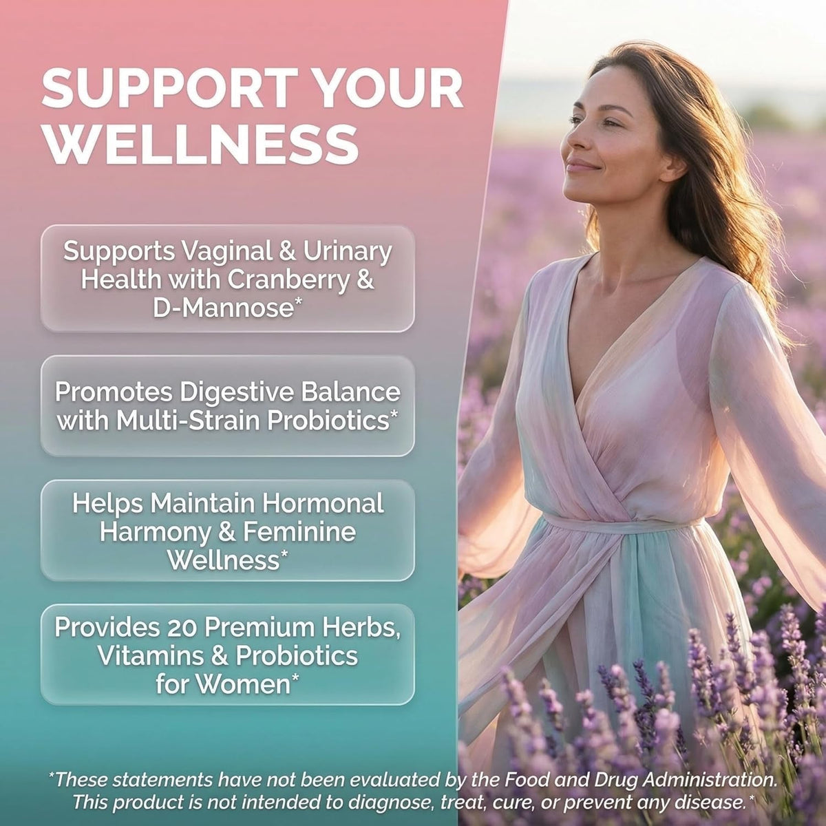 Clean Nutraceuticals Probiotics for Women with D Mannose, Cranberry Extract, Wild Yam, Chasteberry - 20 Probiotic and Prebiotic Strains - PH Balance, Womens Probiotic for Digestive Health - 60 Count