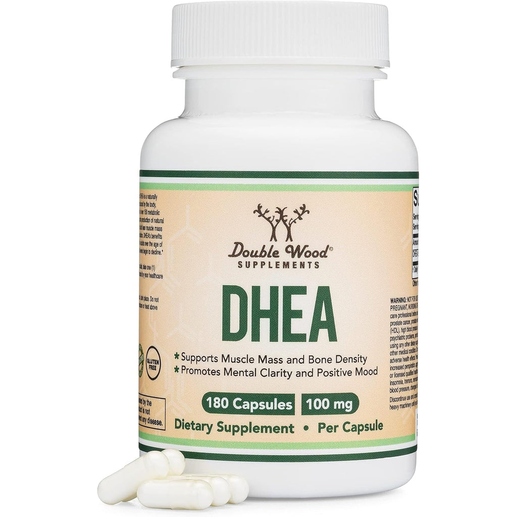 DHEA 100Mg | 180 Capsules | Max Strength 6 Month Supply | Third Party Tested | Hormone Balance & Healthy Aging by Double Wood