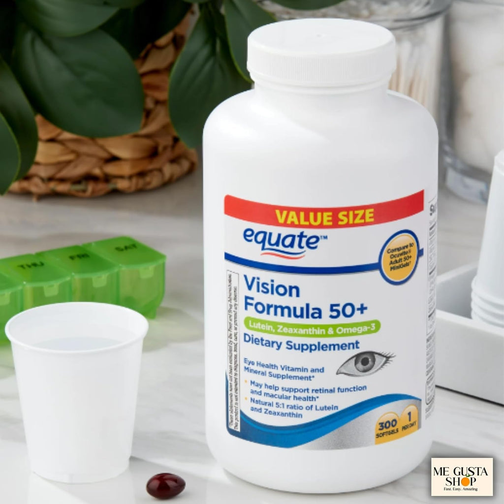 Equate Vision Formula 50+ Softgel Dietary Supplement, 300 Count + Me Gusta Sticker