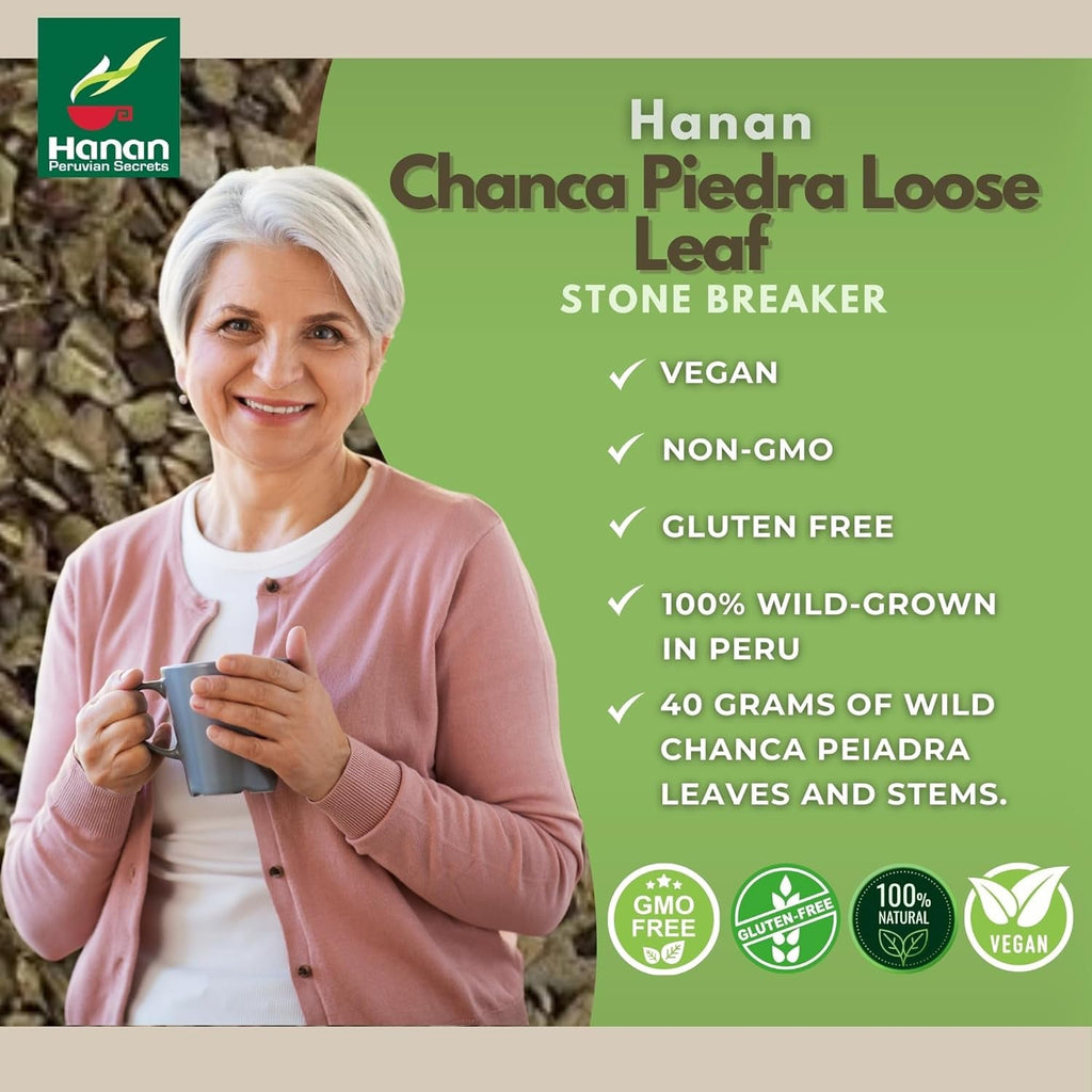 Hanan Chanca Piedra Loose Leaf 1.4Oz - Stonebreaker Herbal Tea 40G Dried Vegan Leaves 100% Natural Chancapiedra Grown in Peru