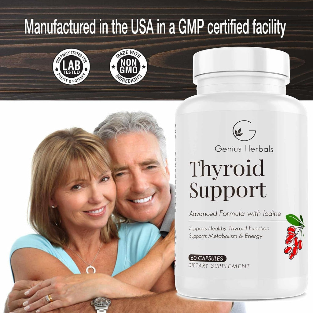 Thyroid Support - Advanced Formula with Iodine, Supports Metabolism & Energy, Supports Healthy Thyroid. Non-Gmo Thyroid Supplement - 60 Capsules