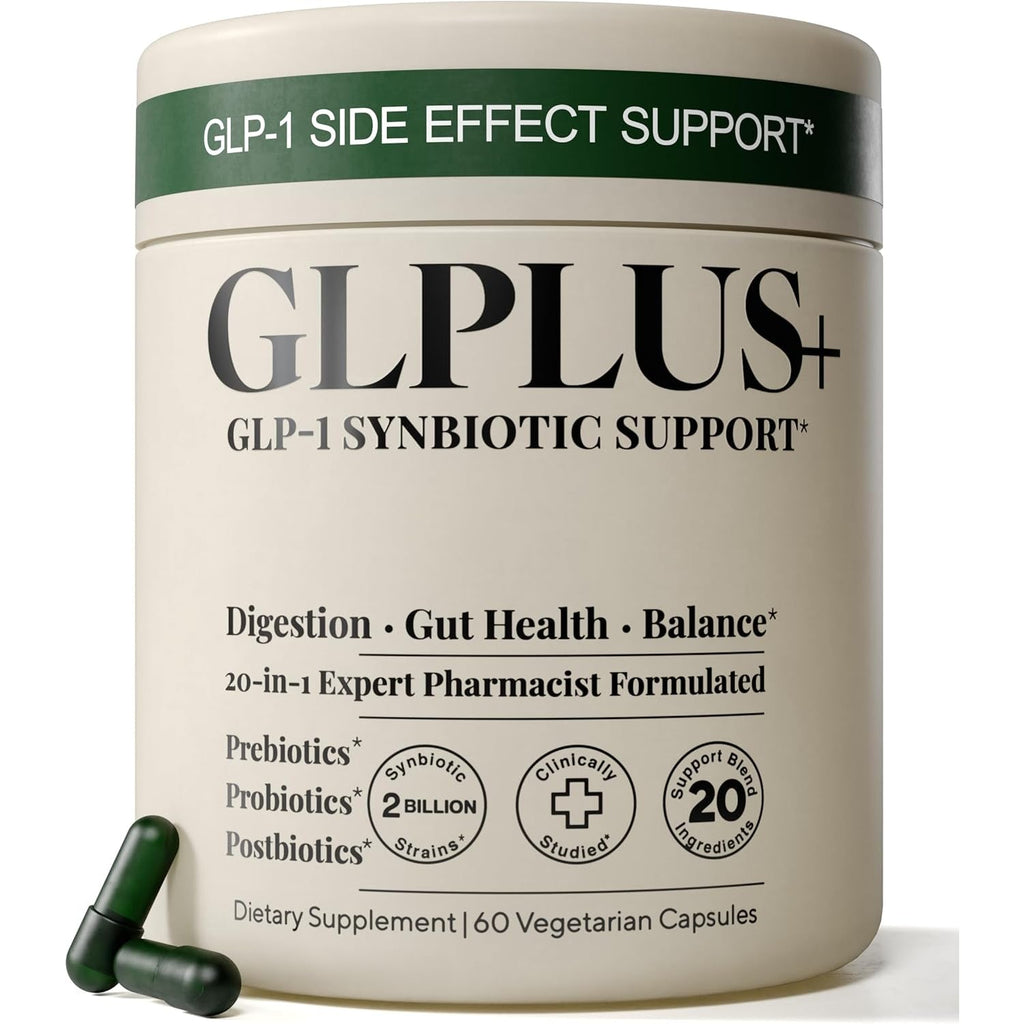 GLP-1 Support Supplement for Nausea, Bloating & Gut Health – Synbiotic Pre, Pro & Postbiotic for Women & Men, GLP-1 Users – Pharmacist Formulated, 20-In-1 (60 Capsules)