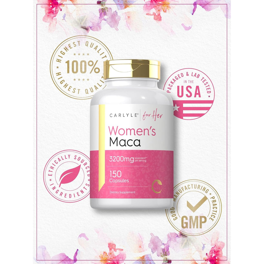 Carlyle Maca Root Capsules for Women | 150 Count | Non-Gmo, Gluten Free Supplement | for Her