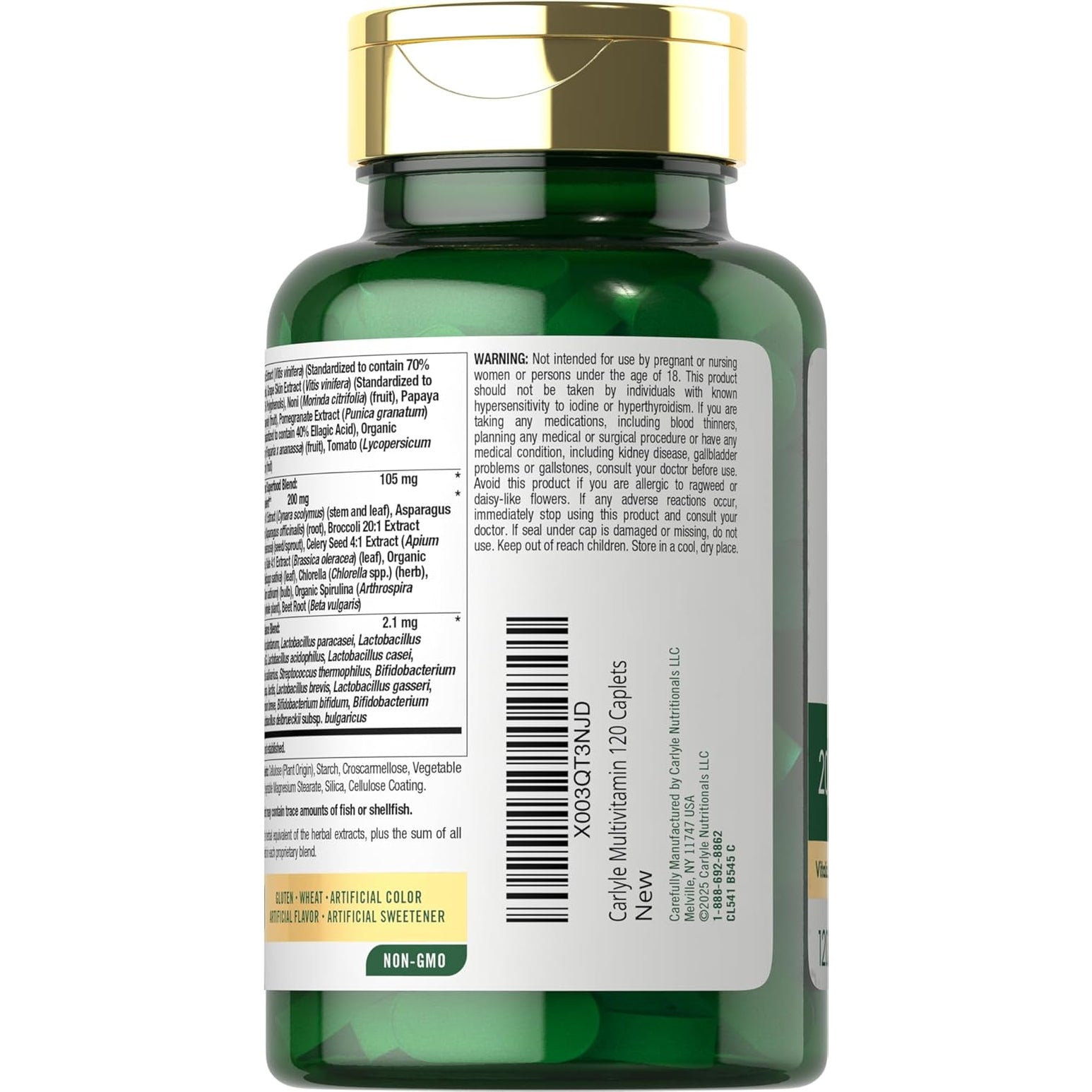 Carlyle Fruits and Veggies Supplement | 120 Count | Superfood Multivitamin with Probiotics | Made with 20 Fruits and Vegetables | Non-Gmo & Gluten Free