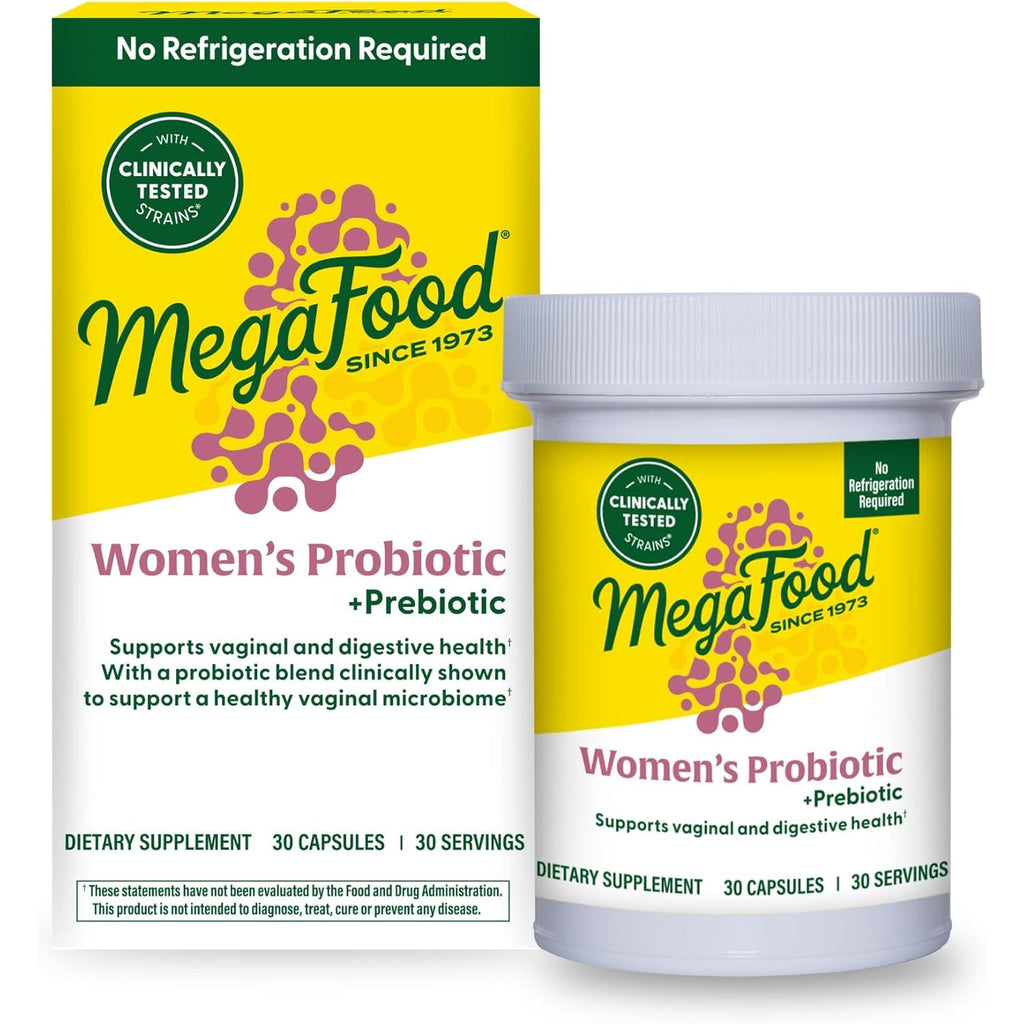 Megafood Womens Probiotic + Prebiotic - Gluten-Free Prebiotics and Probiotics for Women, Supports Digestive Health & Regularity, Vaginal Probiotics for Healthy Ph Levels, Vegetarian - 30 Capsules