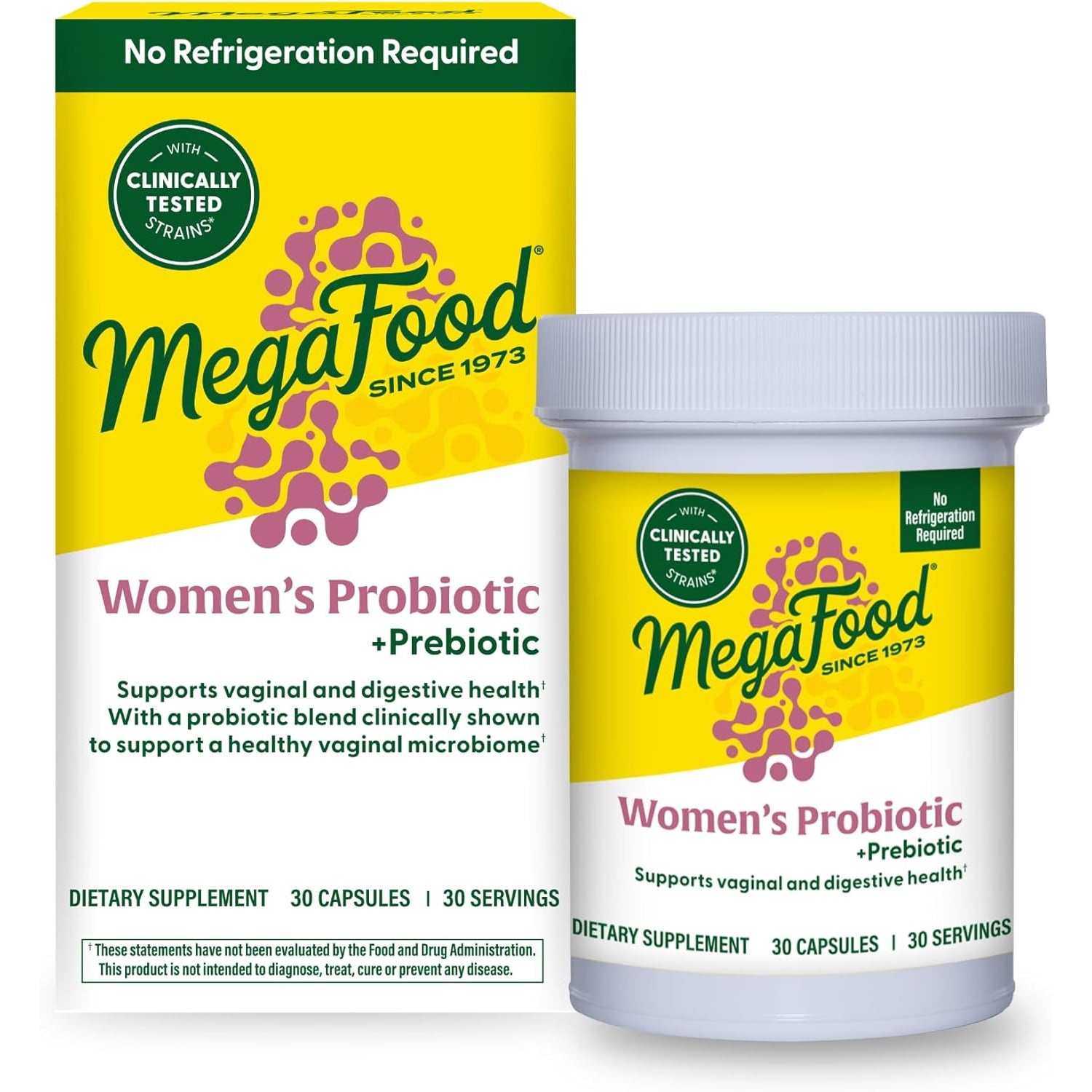 Megafood Womens Probiotic + Prebiotic - Gluten-Free Prebiotics and Probiotics for Women, Supports Digestive Health & Regularity, Vaginal Probiotics for Healthy Ph Levels, Vegetarian - 30 Capsules