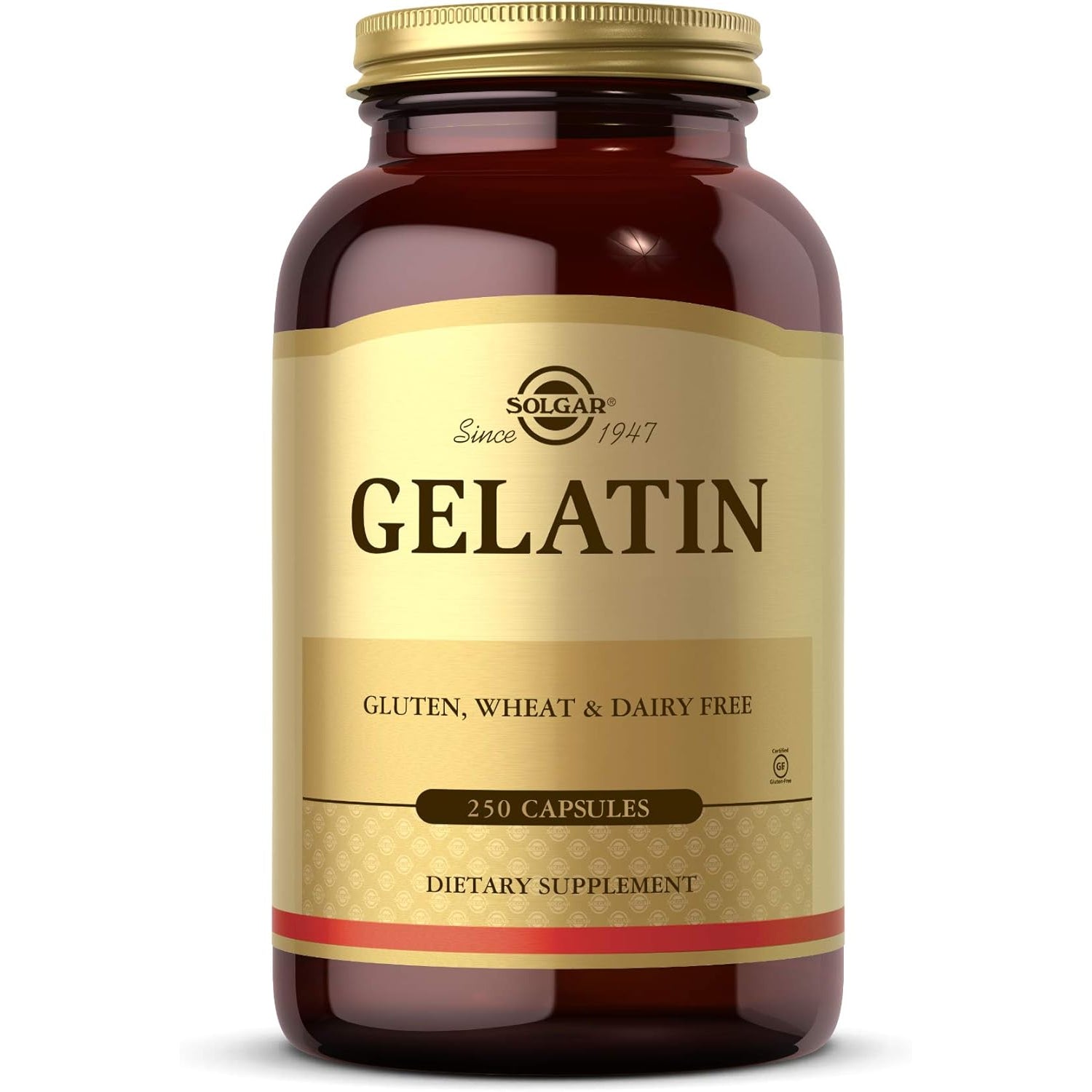 Solgar Gelatin 1680 Mg, 250 Capsules - Natural Gelatin - Supports Bone, Joint & Skin Health - Gluten Free, Dairy Free - 83 Servings