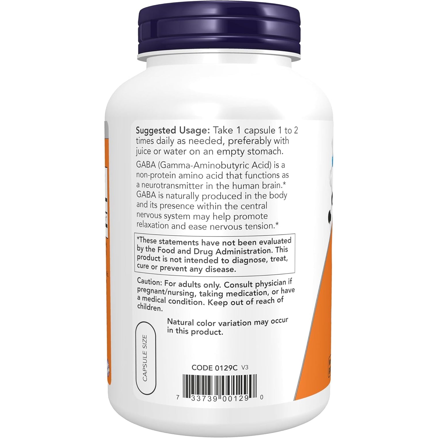 NOW Foods Supplements, GABA (Gamma-Aminobutyric Acid) 750Mg, Neurotransmitter Support*, 200 Veg Capsules