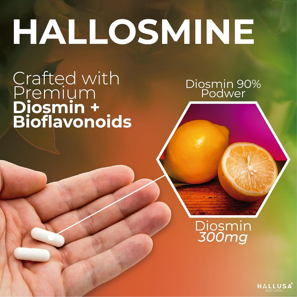 Hallusa Natural Diosmin Circulation - Support for Circulation and Veins - DIOSMIN - DIOSMINE- DIOSMINA - Circulation & Vein Support Supplement
