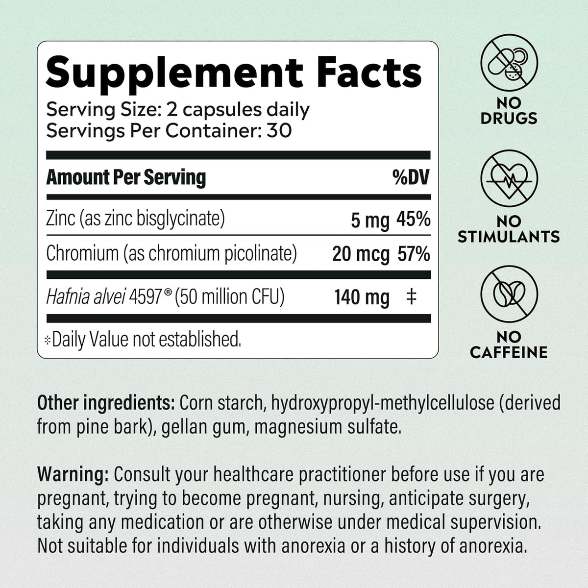 Weight Management Probiotics for Women and Men Clinically Shown to Curb Cravings with Hafnia Alvei HA4597, Chromium & Zinc - 60 Capsules, 30-Day Supply