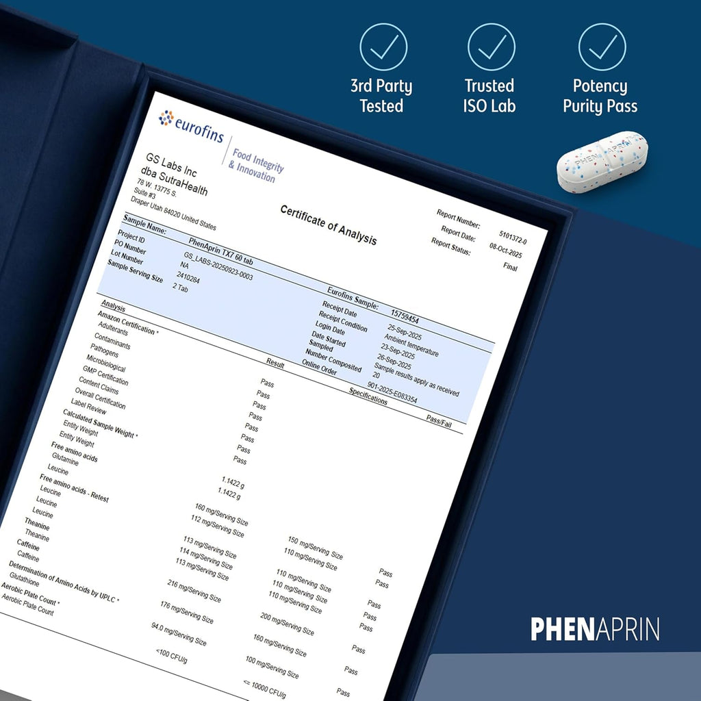 Phenaprin TX7 Powerful Diet Pills for Weight Loss & Appetite Suppressant Support - Nootropic Energy, Focus & Food Noise Control - Smart Formula for Women & Men - 60 Tablets