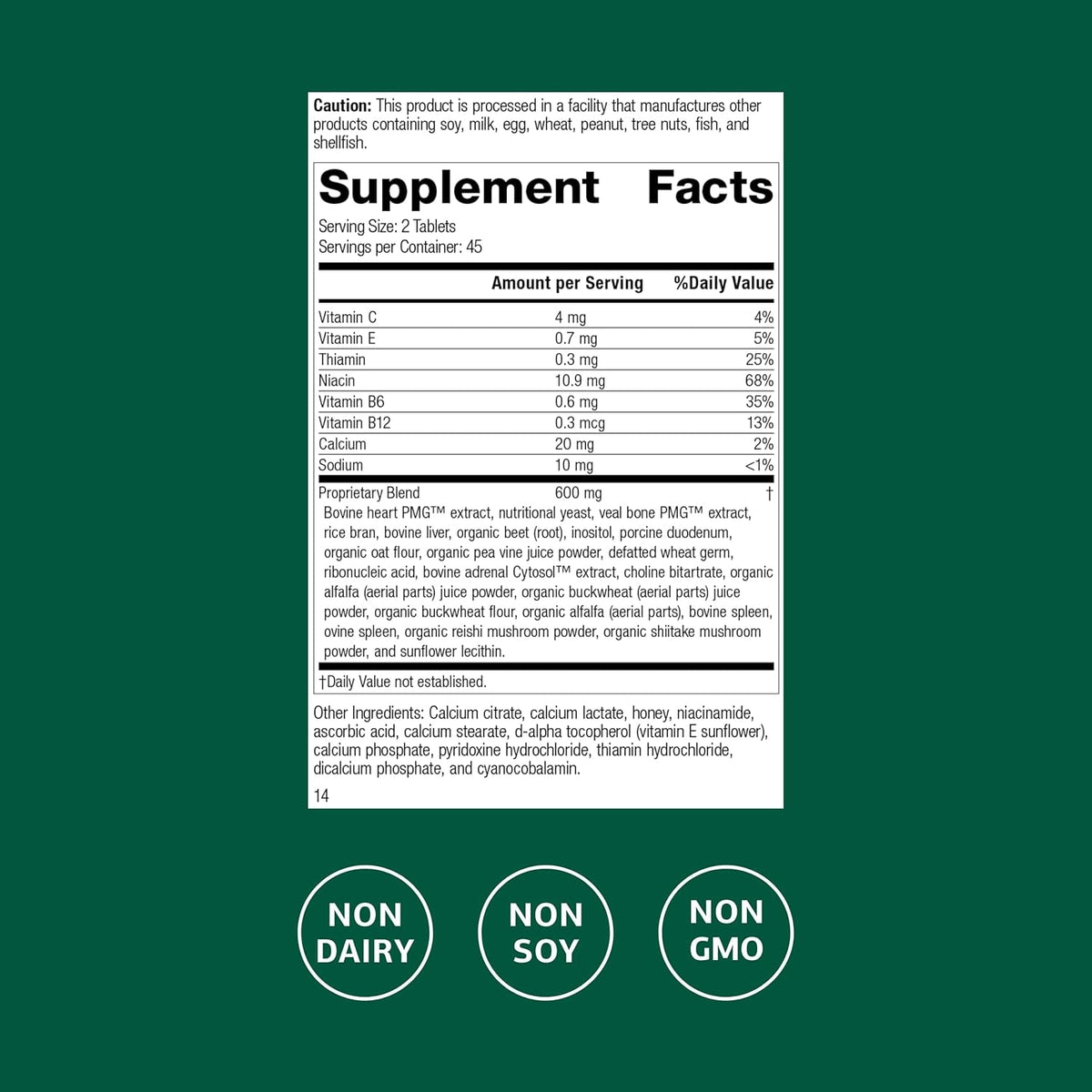 Standard Process Vasculin - Supplement for Cardiovascular & Healthy Heart Support - Supports Collagen Formation & Heart Health - Non-Dairy & Non-Soy - 90 Tablets (45 Servings)