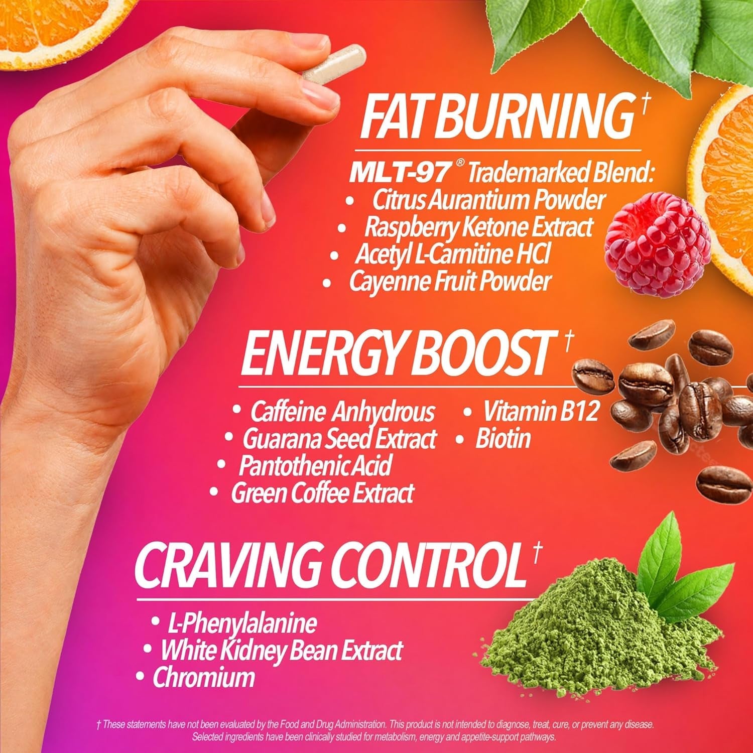 Triple Burn Weight Loss Pills for Women & Men, Fat Burner GLP-1 Support, Appetite Suppressant, Diet Pills with Green Coffee Extract & Cayenne (60 Capsules)
