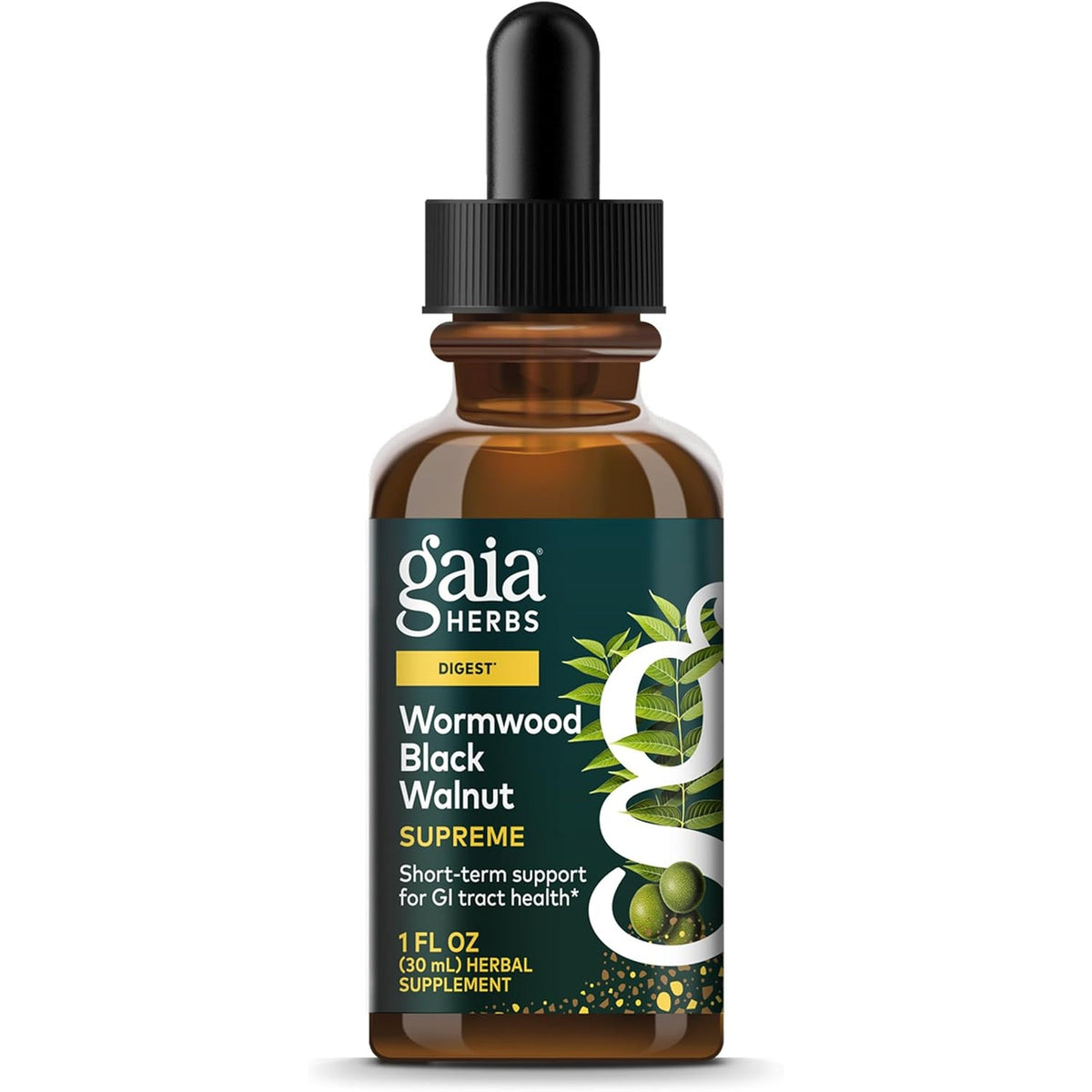 Gaia Herbs Wormwood Black Walnut Supreme - Digestive Support Supplement - Intestinal & Gut Health Support* - Ginger Root, Wormwood & Black Walnut - 1 Fl Oz Liquid Extract (30 Servings)