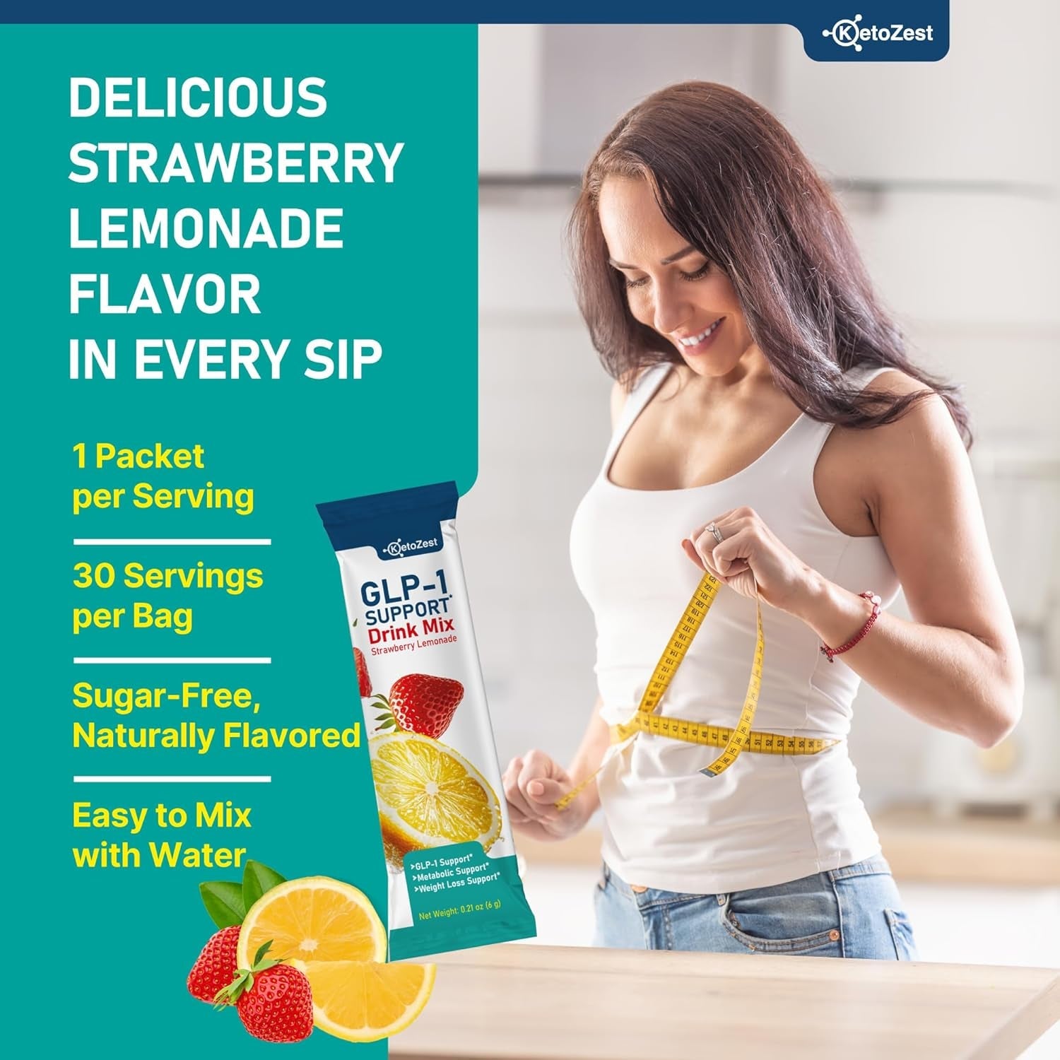 GLP-1 Support Drink Mix Powder for Women Men - Weight Loss Support Prebiotic Fiber Supplement - Daily Natural Drink Mix for Metabolism Reduce Bloating Fat Burn Gut Health Support