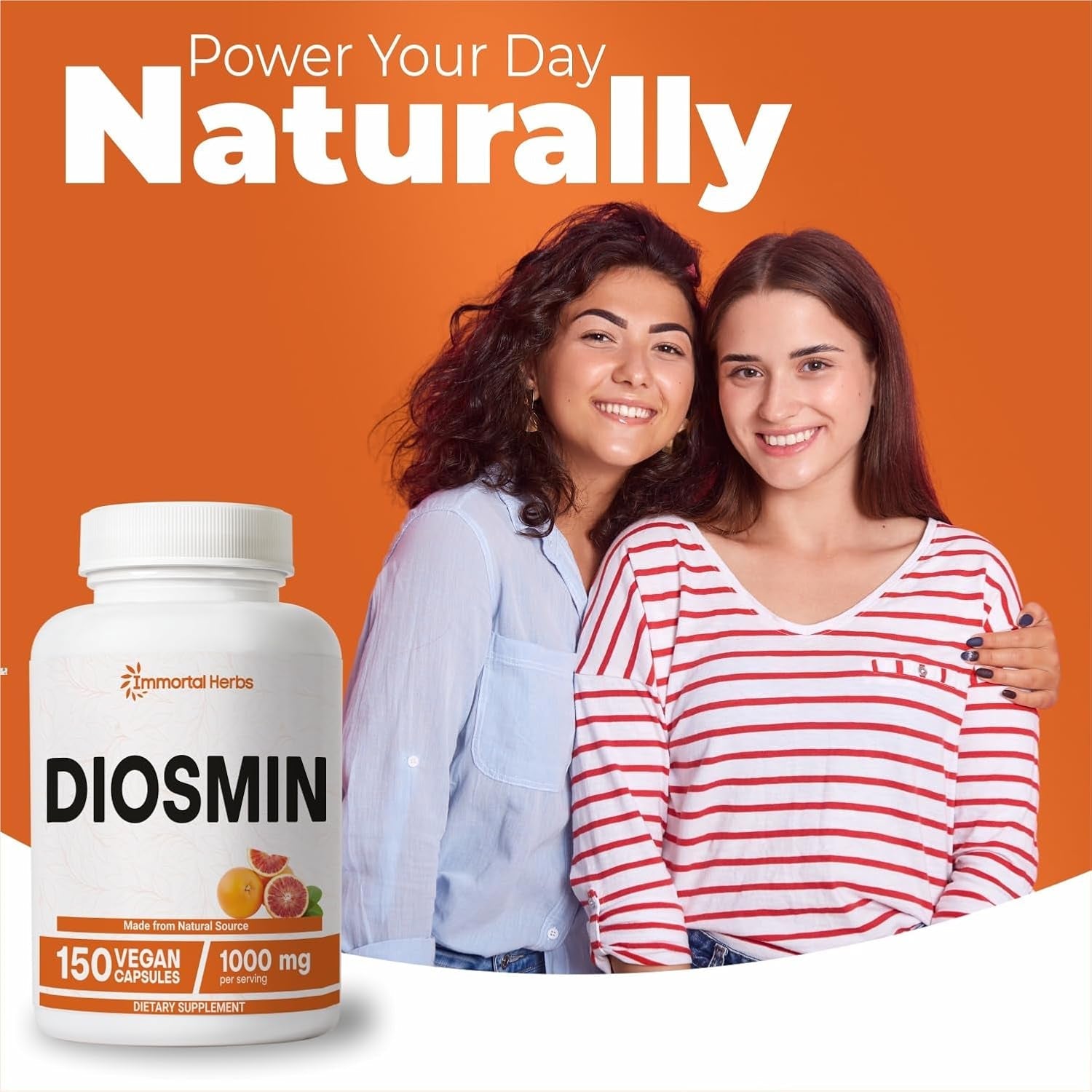 Pure Diosmin 1000Mg Complex Formula, 150 Capsules, Citrus Bioflavonoids Rich Fruit Extract, 100% Vegetarian, Non-Gmo & Gluten Free Diosmin Supplement