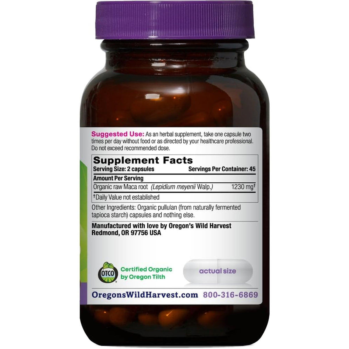 Oregon'S Wild Harvest Maca Root | Made with Organic Raw Maca Root and Vegan Capsules, 90 Count