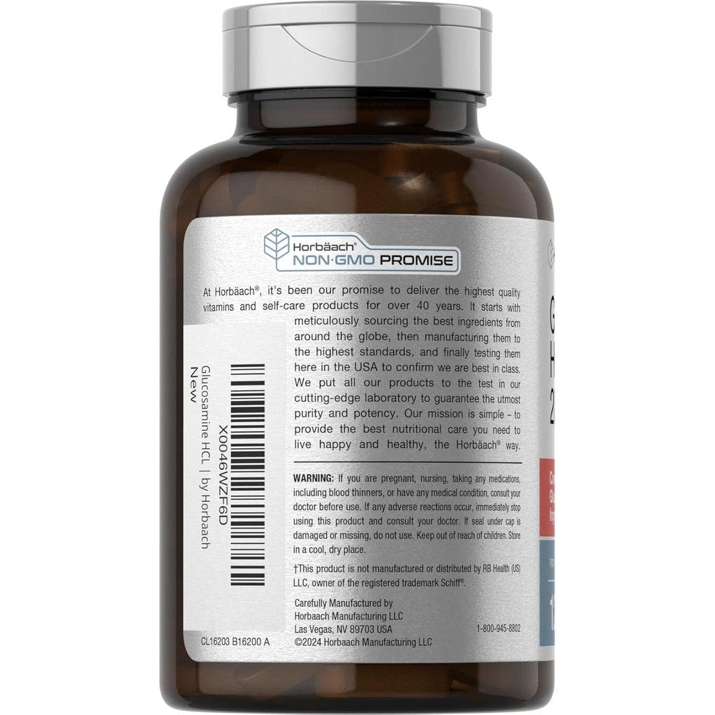 Horbäach Glucosamine HCL | with Hyaluronic Acid | 2000Mg | 120 Coated Caplets | Non-Gmo & Gluten Free Supplement