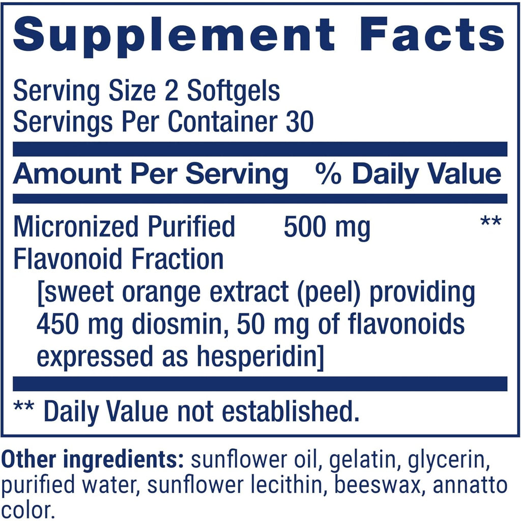 Life Extension Youthful Legs, Blood Flow, Vein Support, Circulation Supplement, Leg Health, Orange Peel Extract, Diosmin, Gluten Free, Non-Gmo, 60 Softgels
