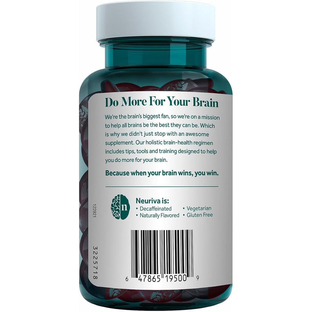 NEURIVA Original Brain Supplements for Memory and Focus, Clinically Tested Nootropics Phosphatidylserine and Neurofactor, Caffeine Free, 50Ct Strawberry Gummies