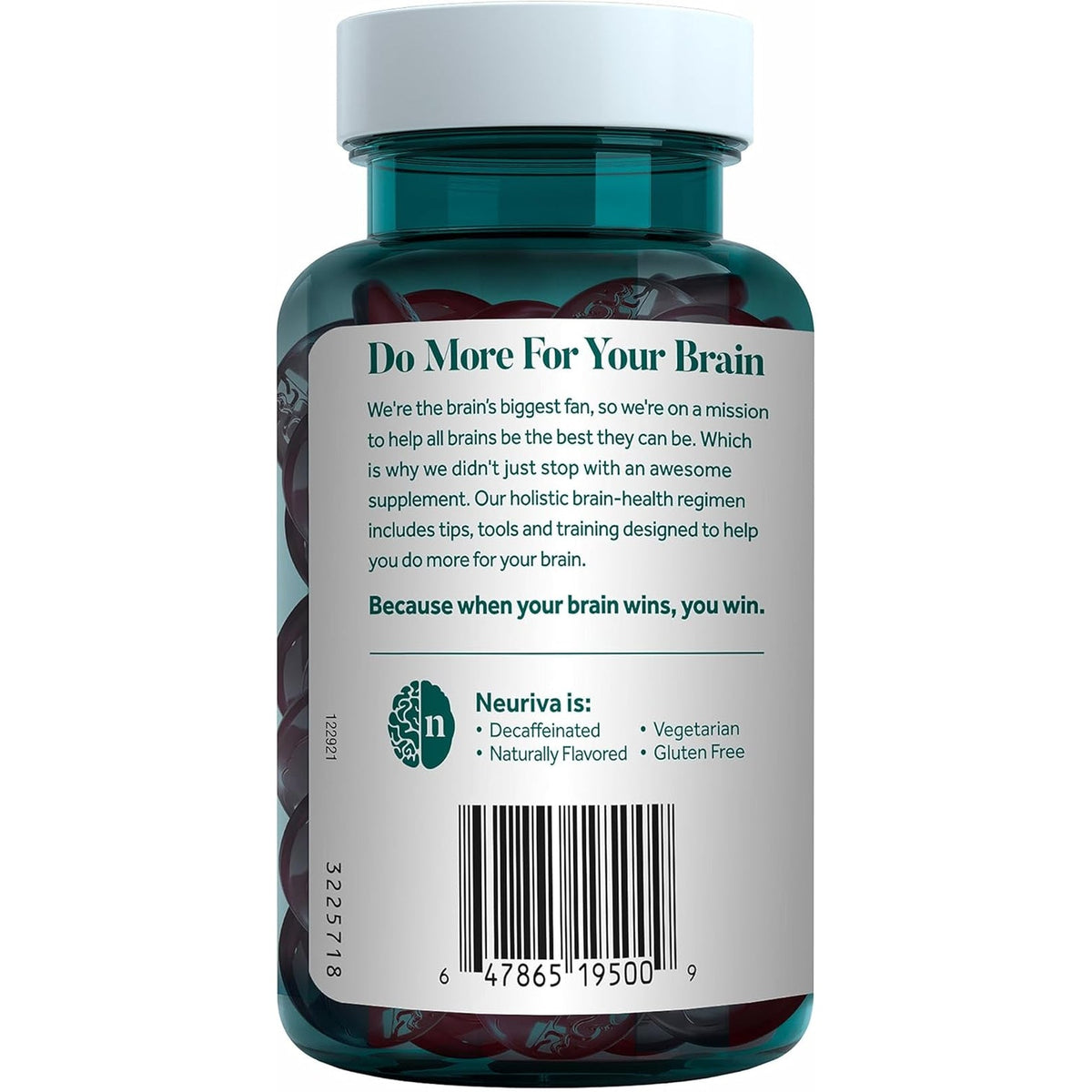 NEURIVA Original Brain Supplements for Memory and Focus, Clinically Tested Nootropics Phosphatidylserine and Neurofactor, Caffeine Free, 50Ct Strawberry Gummies