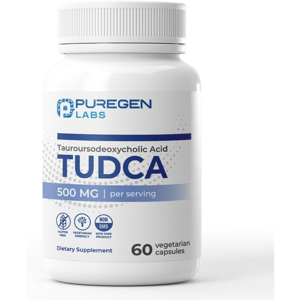 Puregen Labs TUDCA (Tauroursodeoxycholic Acid) 500Mg per Serving, Bile Salts Liver Supplement | No Harmful Additives | Non-Gmo | Gluten Free - 60 Vegetarian Capsules