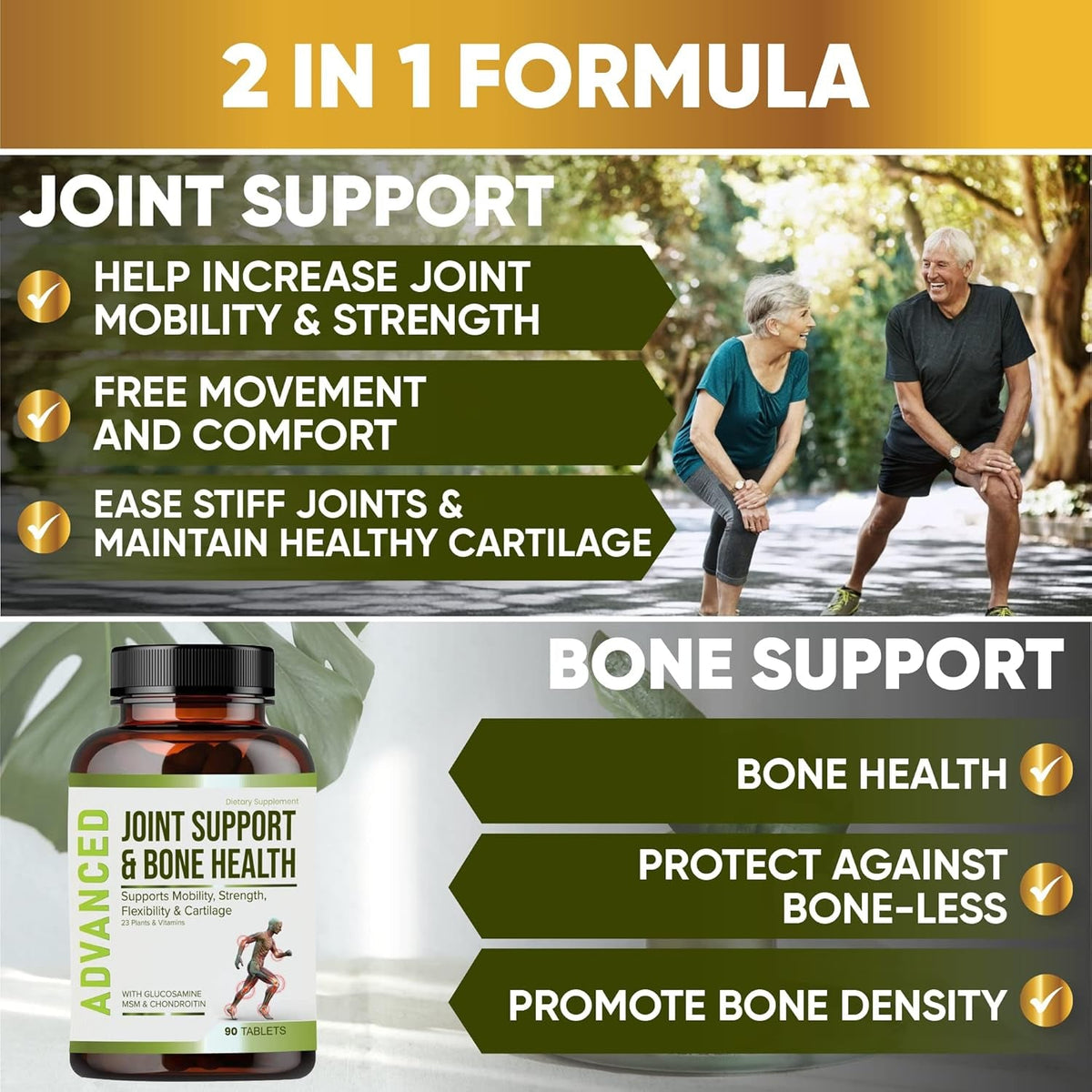 Nutrapro Glucosamine Chondroitin MSM Joint Relief Supplements & Bone Health - for Knee & Joint Relief, Bone Strength, Joint Health, Movement, Flexibility, Strength & Comfort.45 Days Servings