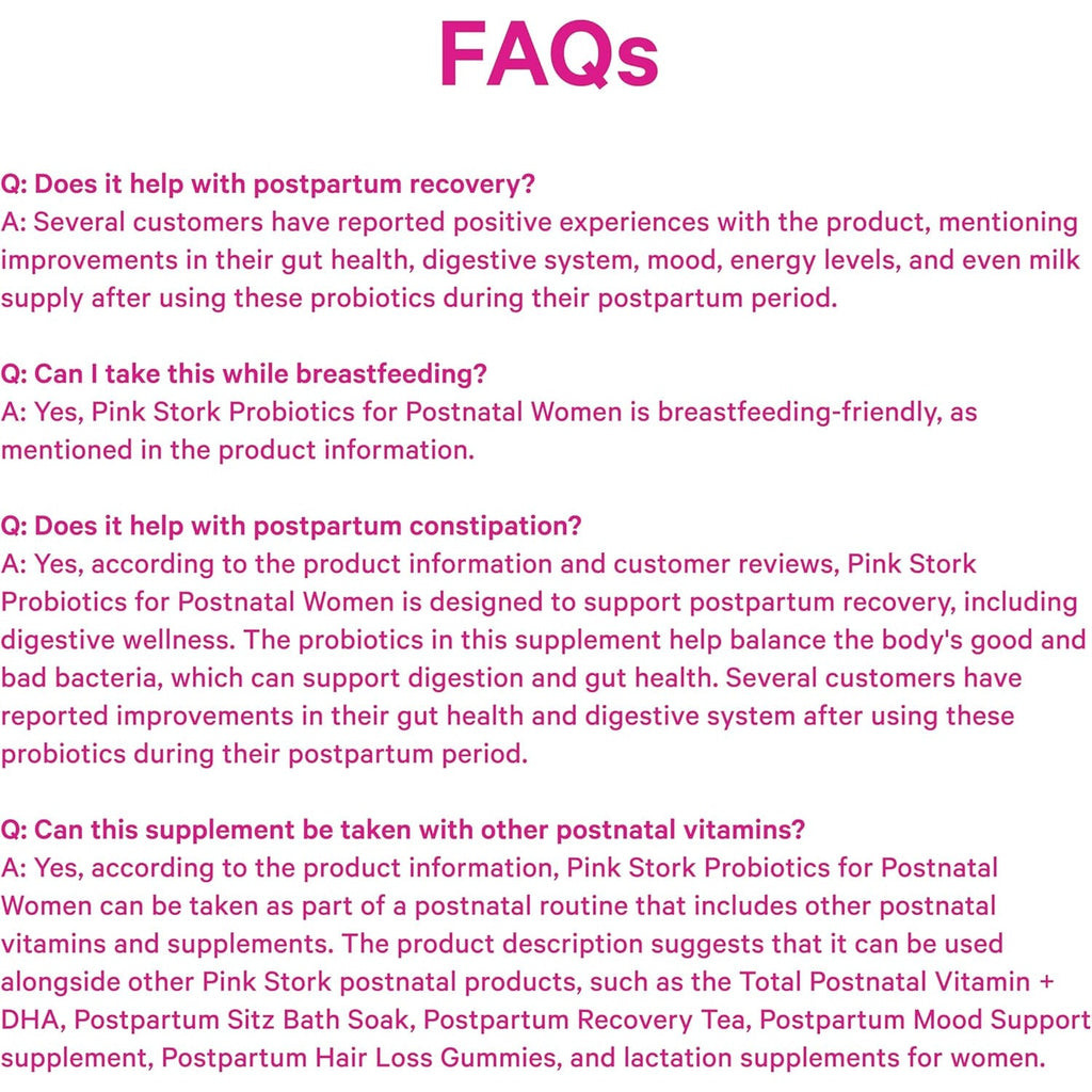 Pink Stork Probiotics for Postnatal Women - 30 Billion CFUS with Ashwagandha and Chamomile, Postpartum Essentials for Hormone Balance, Mood Support, Gut Health, Digestive Wellness, 30 Capsules