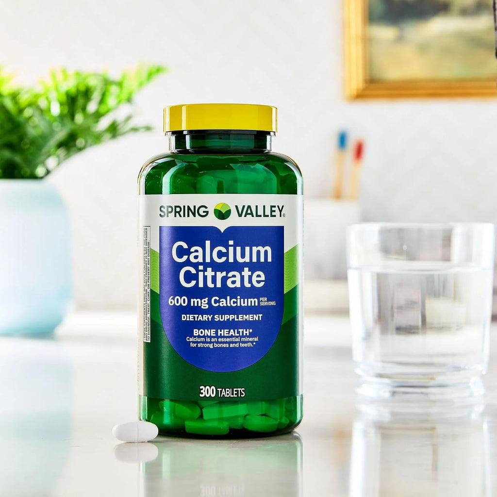 Spring Valley Calcium Citrate 600 Mg, 300 Tablets - Bone & Joint Health + STS Sticker.
