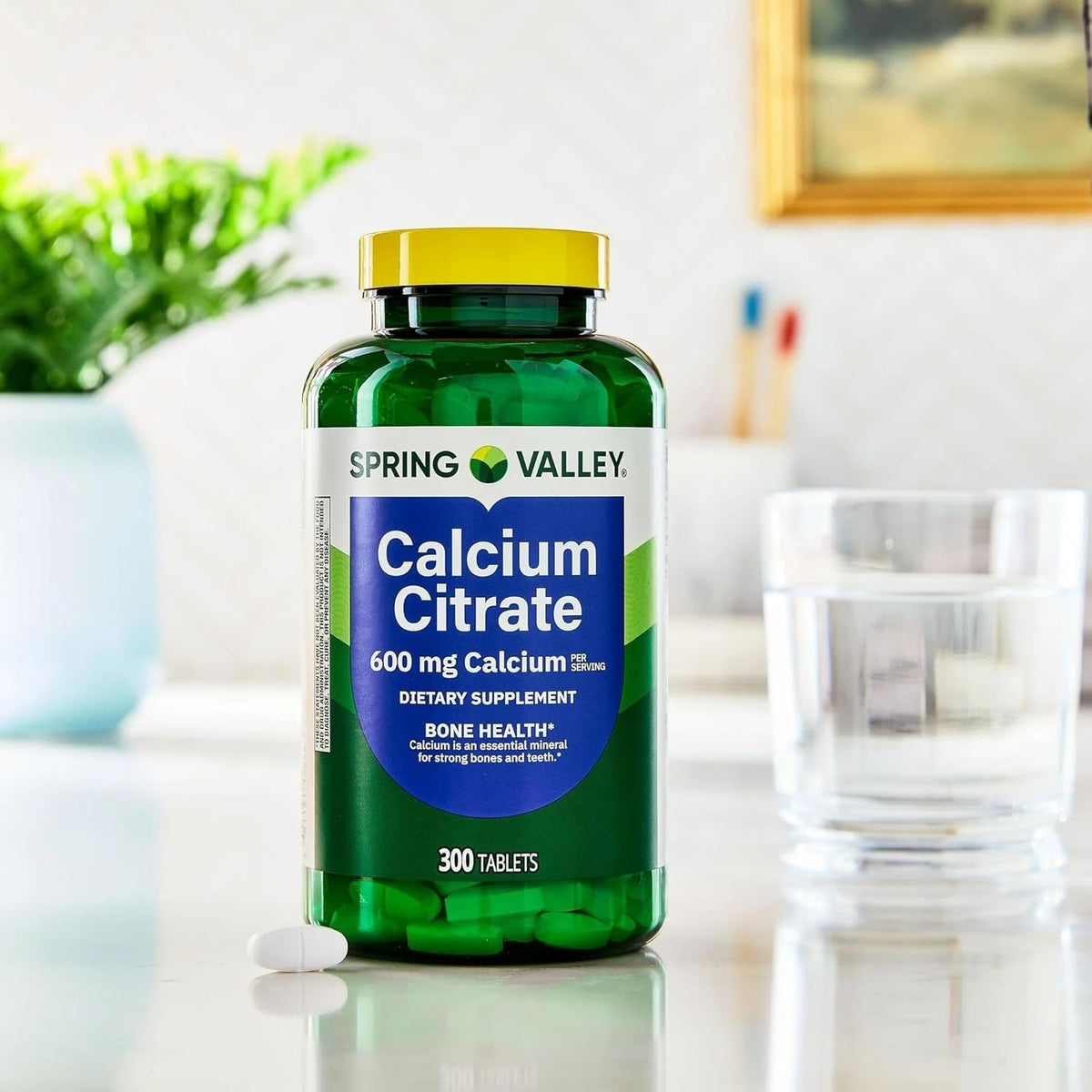 Spring Valley Calcium Citrate 600 Mg, 300 Tablets - Bone & Joint Health + STS Sticker.