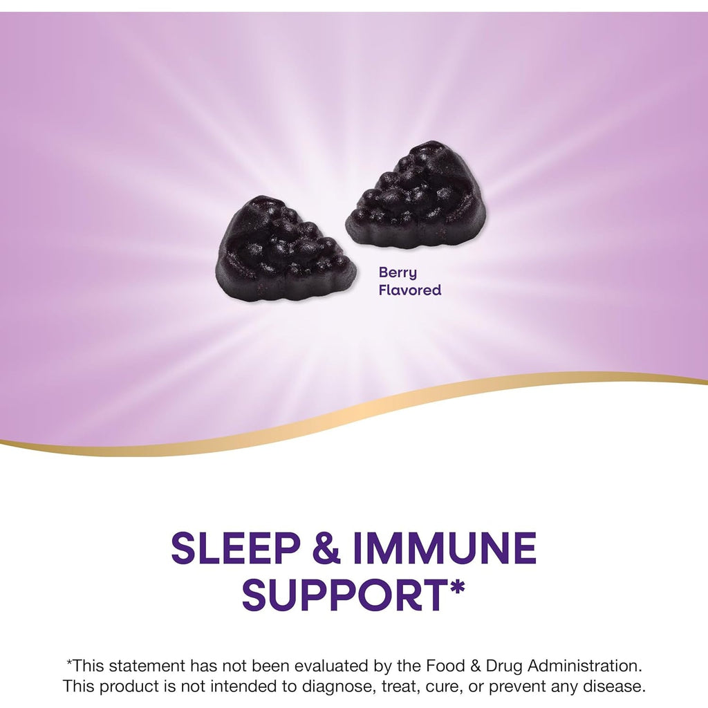 Nature'S Way Sambucus Sleep + Immune* Elderberry Gummies, Sleep Support for Adults and Immune Support*, with Melatonin, Vitamin C, L-Theanine, Zinc, 50 Gummies (Packaging May Vary)