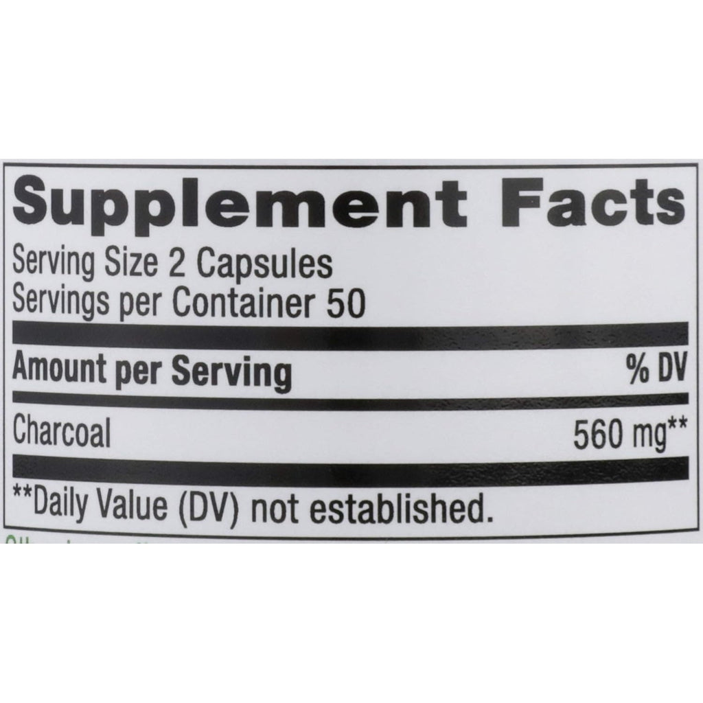 Nature'S Way Activated Charcoal - Charcoal Supplement That Binds Unwanted Materials & Gas* - Alternative to Powder - Gluten-Free & Dairy-Free - 100 Count