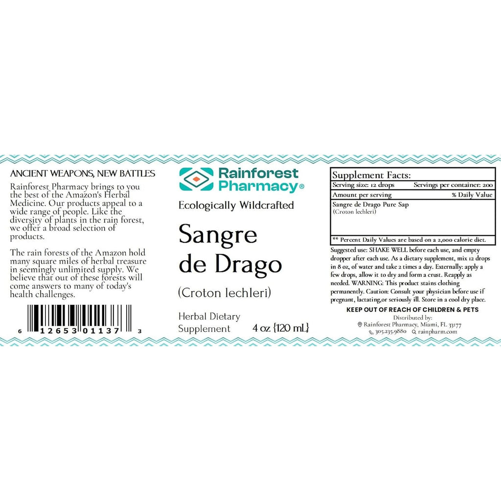 Sangre De Drago (Or Grado) Peruvian Dragon’S Blood Liquid (4Oz) | 100% Pure Liquid Sap Ecologically Wildcrafted Croton Lechleri Dragon’S Blood for Digestive and Skin Health