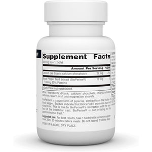 Source Naturals Bioperine, Black Pepper Fruit Extract - Promotes Nutrient Absorption - 60 Tablets