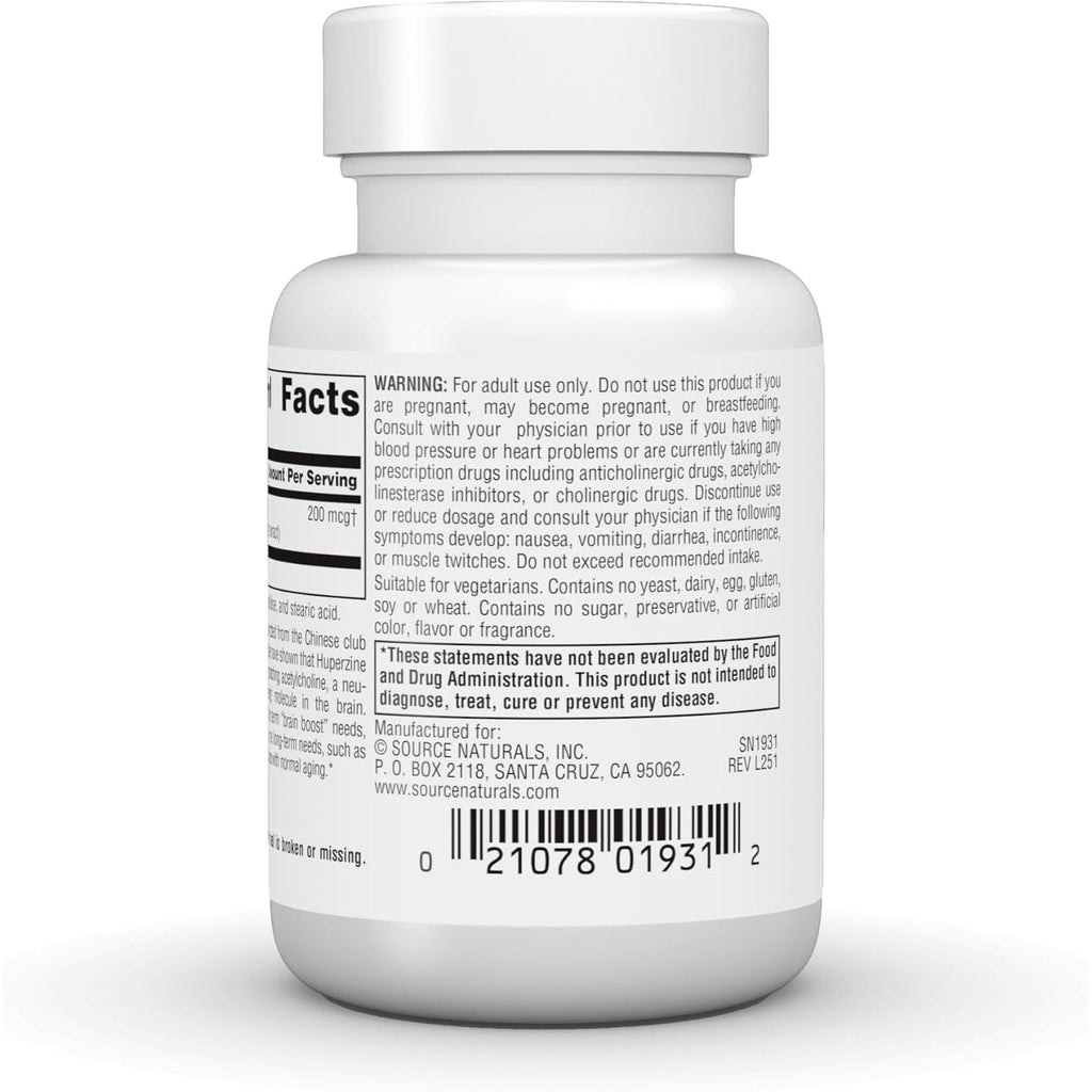 Source Naturals Huperzine A, for Learning & Memory* 200 Mcg - 120 Tablets