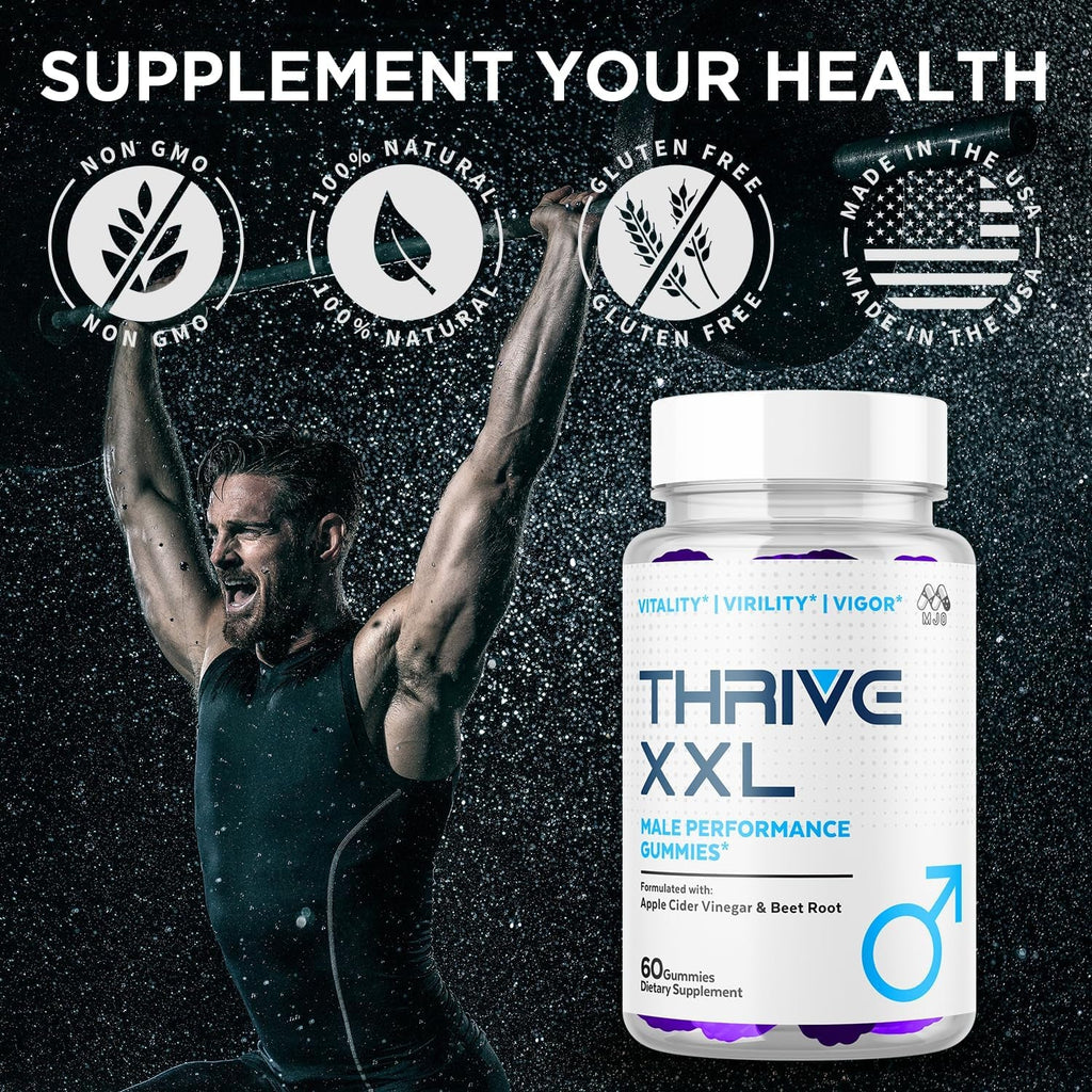 Thrive XXL Gummies, Official Thrivexxl Gummys with All Natural Ingredients, Advanced Thrive XXL Formula for Optimal Health & Total Wellness Support with Premium Active Lifestyle Vitamins (60 Gummies)