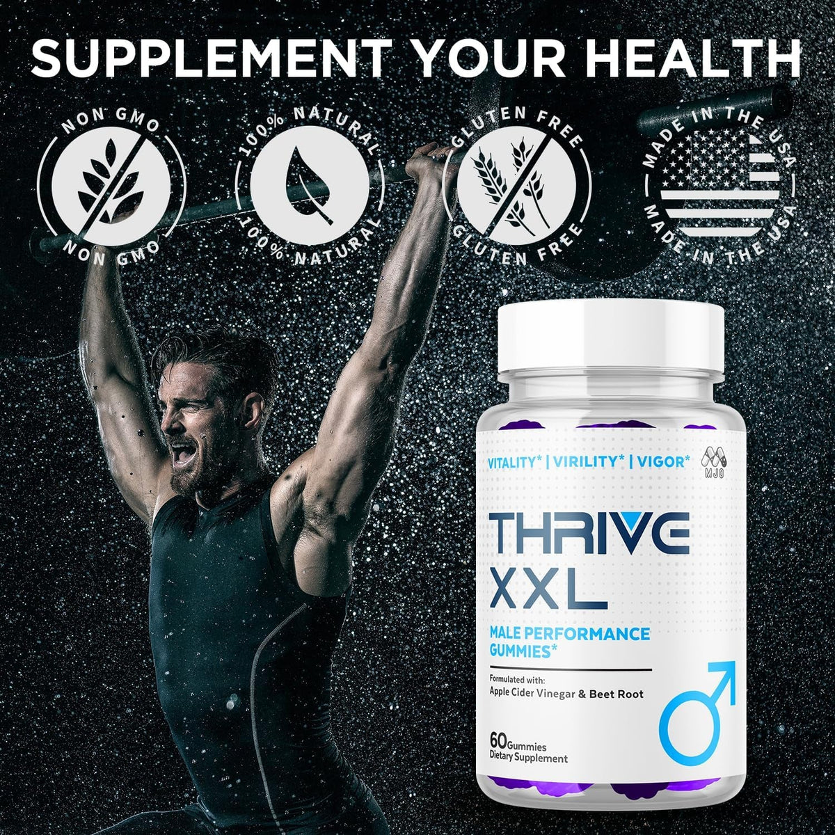 Thrive XXL Gummies, Official Thrivexxl Gummys with All Natural Ingredients, Advanced Thrive XXL Formula for Optimal Health & Total Wellness Support with Premium Active Lifestyle Vitamins (60 Gummies)