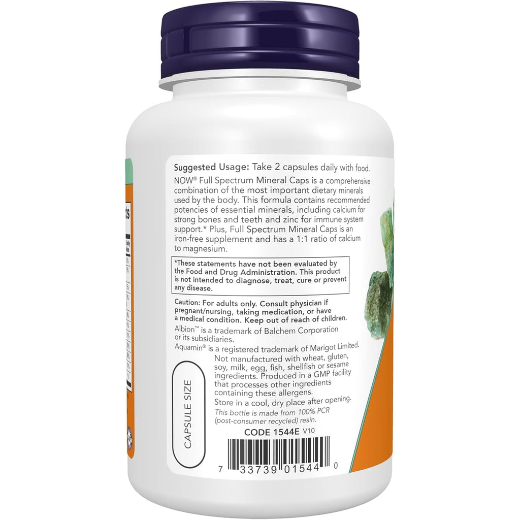 NOW Supplements, Full Spectrum Mineral Caps, Multi Mineral Formula, 120 Veg Capsules